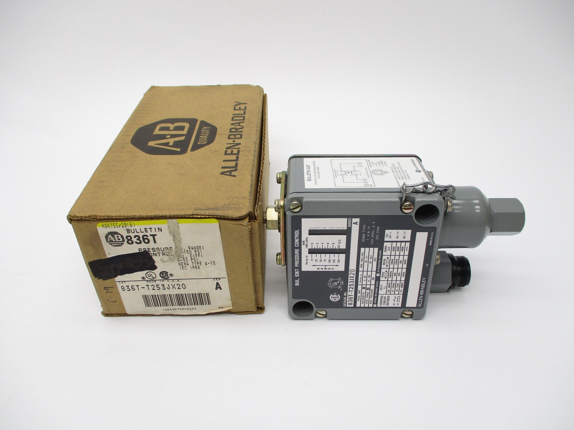 INDUSTRIAL SPARE PART 836T-T253JX20 SER. A 120-600VAC 60A 12-150PSI (BR/YL) NSMP