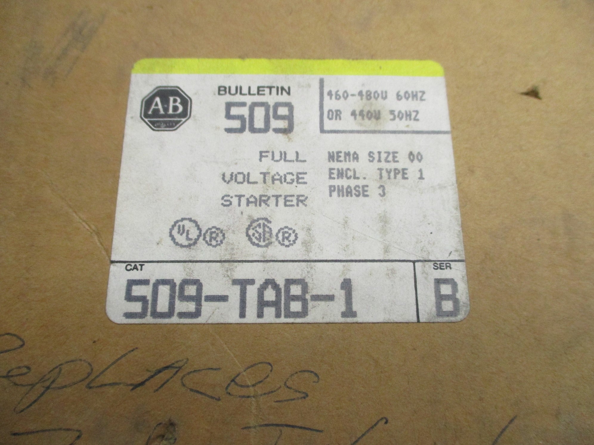 ALLEN BRADLEY 509-TAB-1 SER. B (BR/YL) NSMP