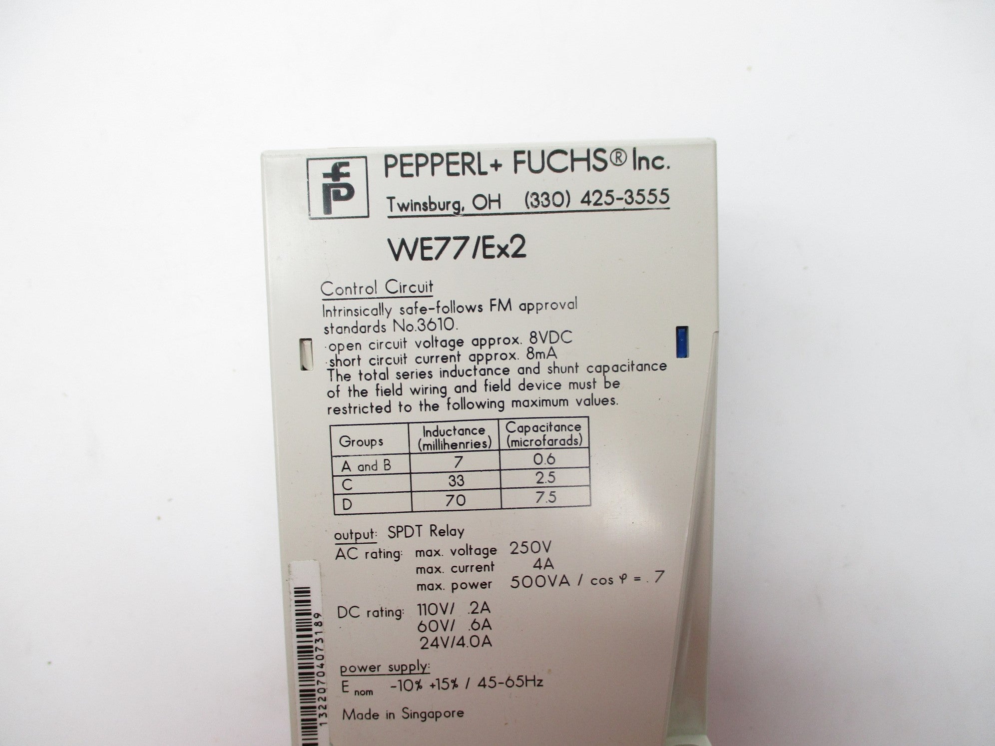 PEPPERL+FUCHS WE77/EX2 01669S 120VAC 4A UNMP