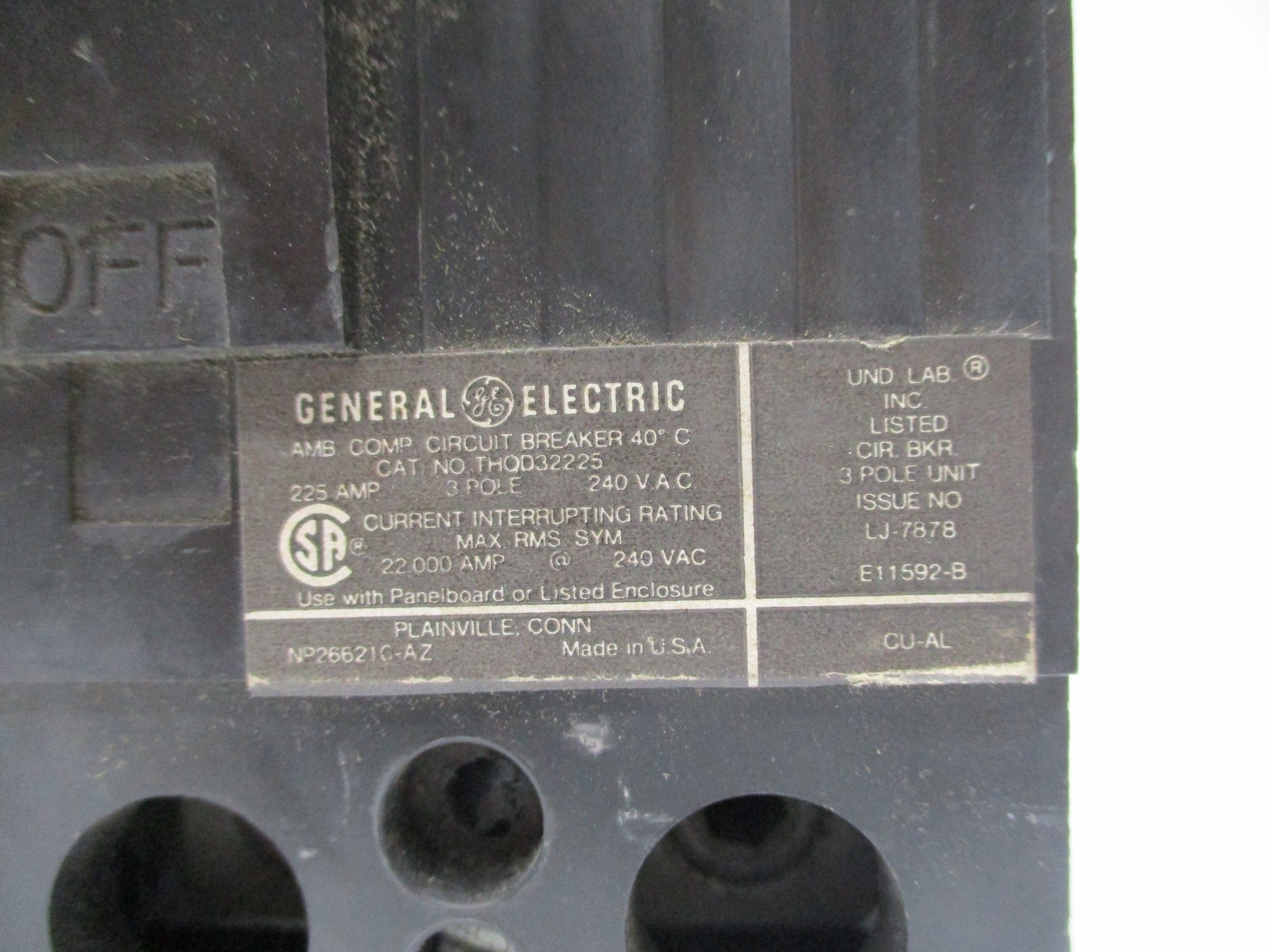 GENERAL ELECTRIC THQD32225 225A 240VAC NSNP