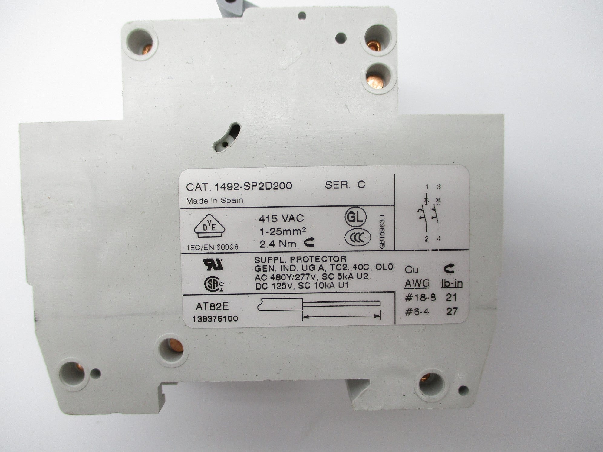 ALLEN BRADLEY 1492-SP2D200 SER. C 20A 277V NSNP