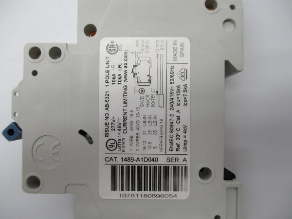 ALLEN BRADLEY 1489-A1D040 SER. A 277V 4A NSNP