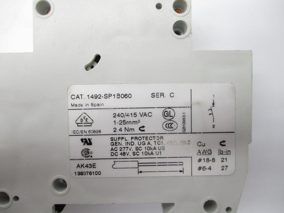 ALLEN BRADLEY 1492-SP1B060 SER. C 6A 277V NSNP