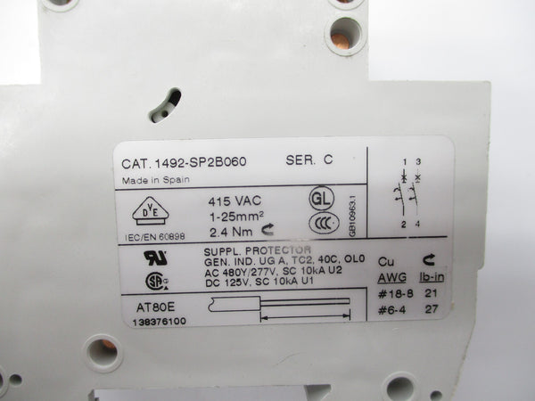 ALLEN BRADLEY 1492-SP2B060 SER. C 6A 277V NSNP