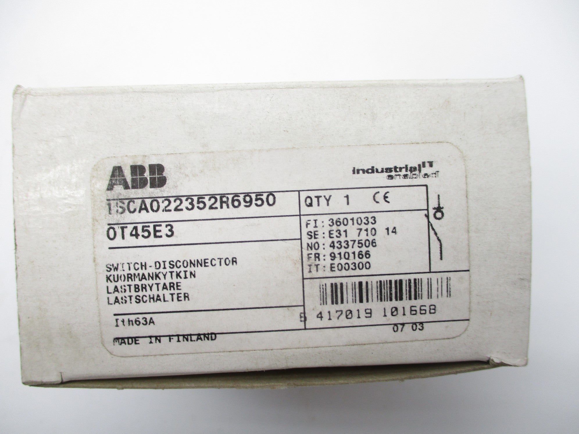 ABB 1SCA022352R6950 OT45E3 600VAC 60A NSMP