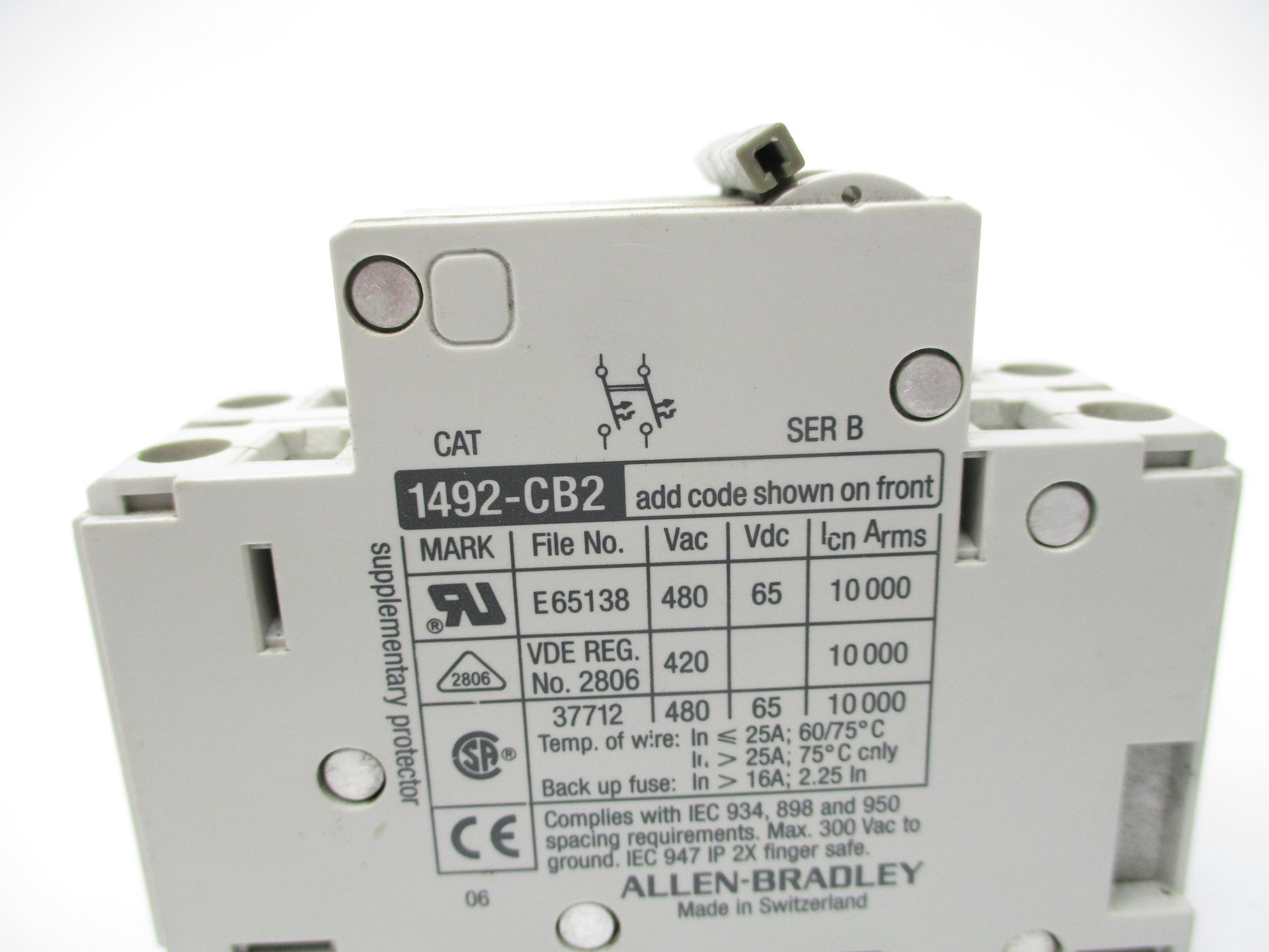 ALLEN BRADLEY 1492-CB2G060 SER. B 6A 277V NSNP