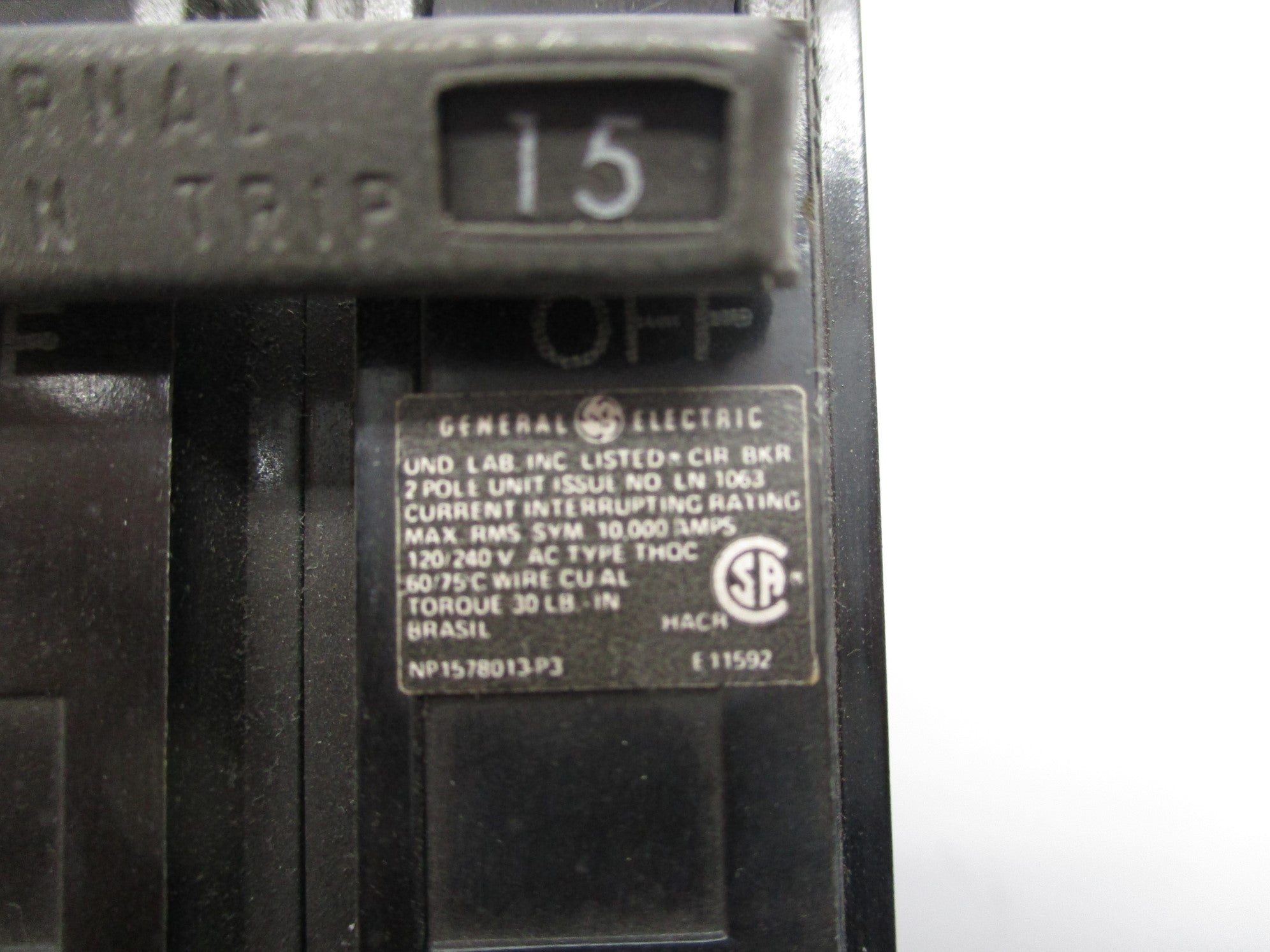 GENERAL ELECTRIC THQC215 15A 120/240V UNMP