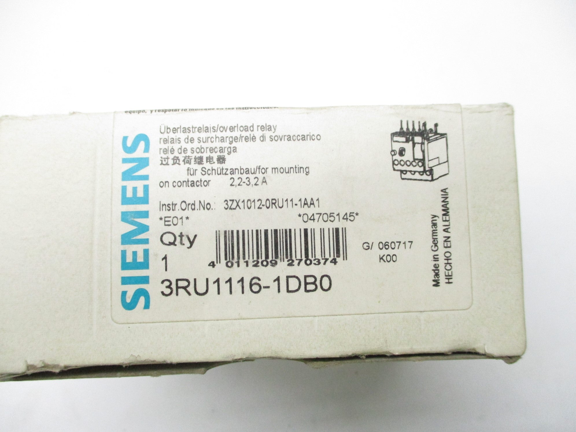SIEMENS 3RU1116-1DB0 2.2-3.2A NSMP