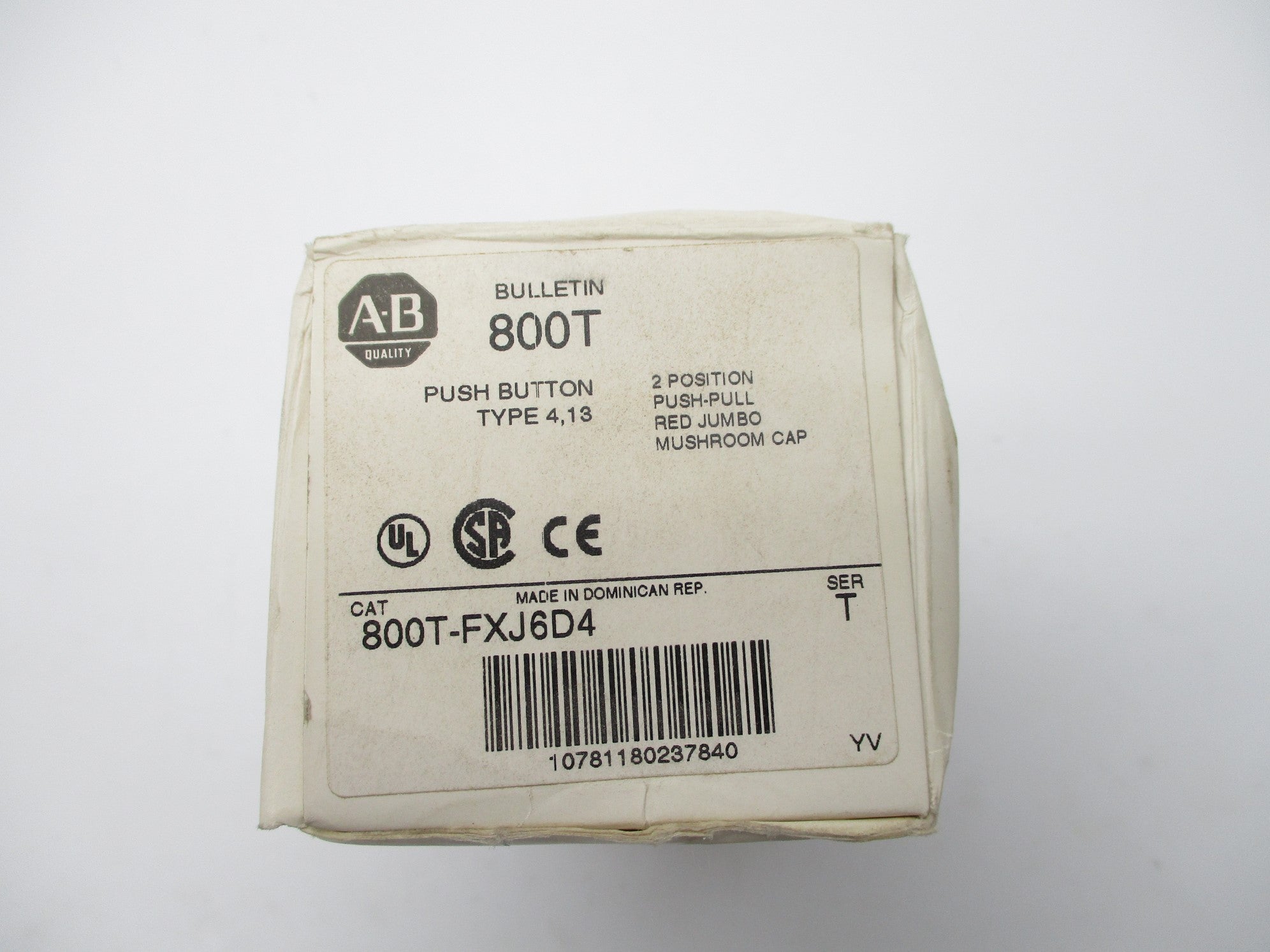 ALLEN BRADLEY 800T-FXJ6D4 SER. T (WH) NSMP