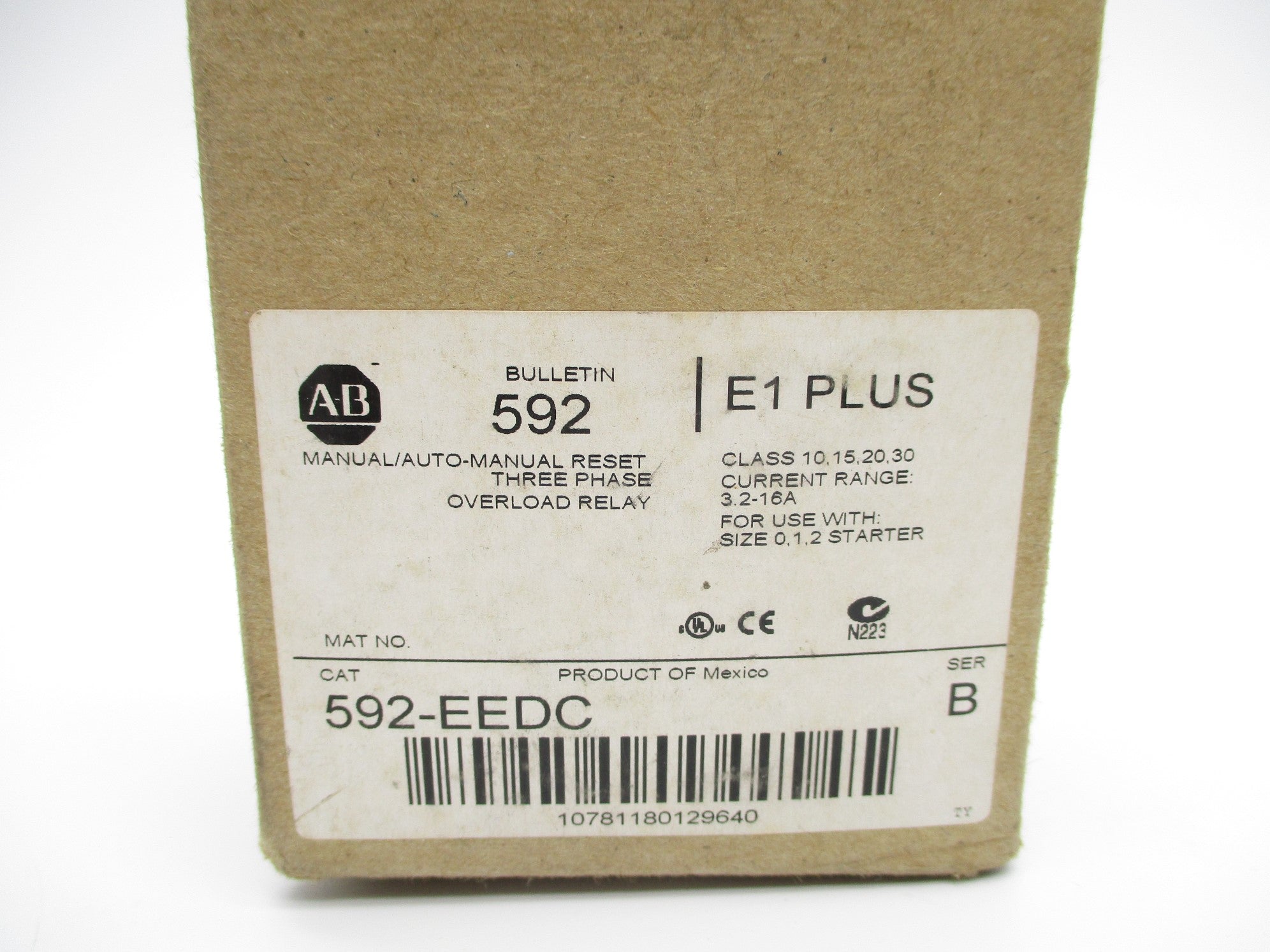ALLEN BRADLEY 592-EEDC SER.B 3.2-16A (BR/WH) NSMP