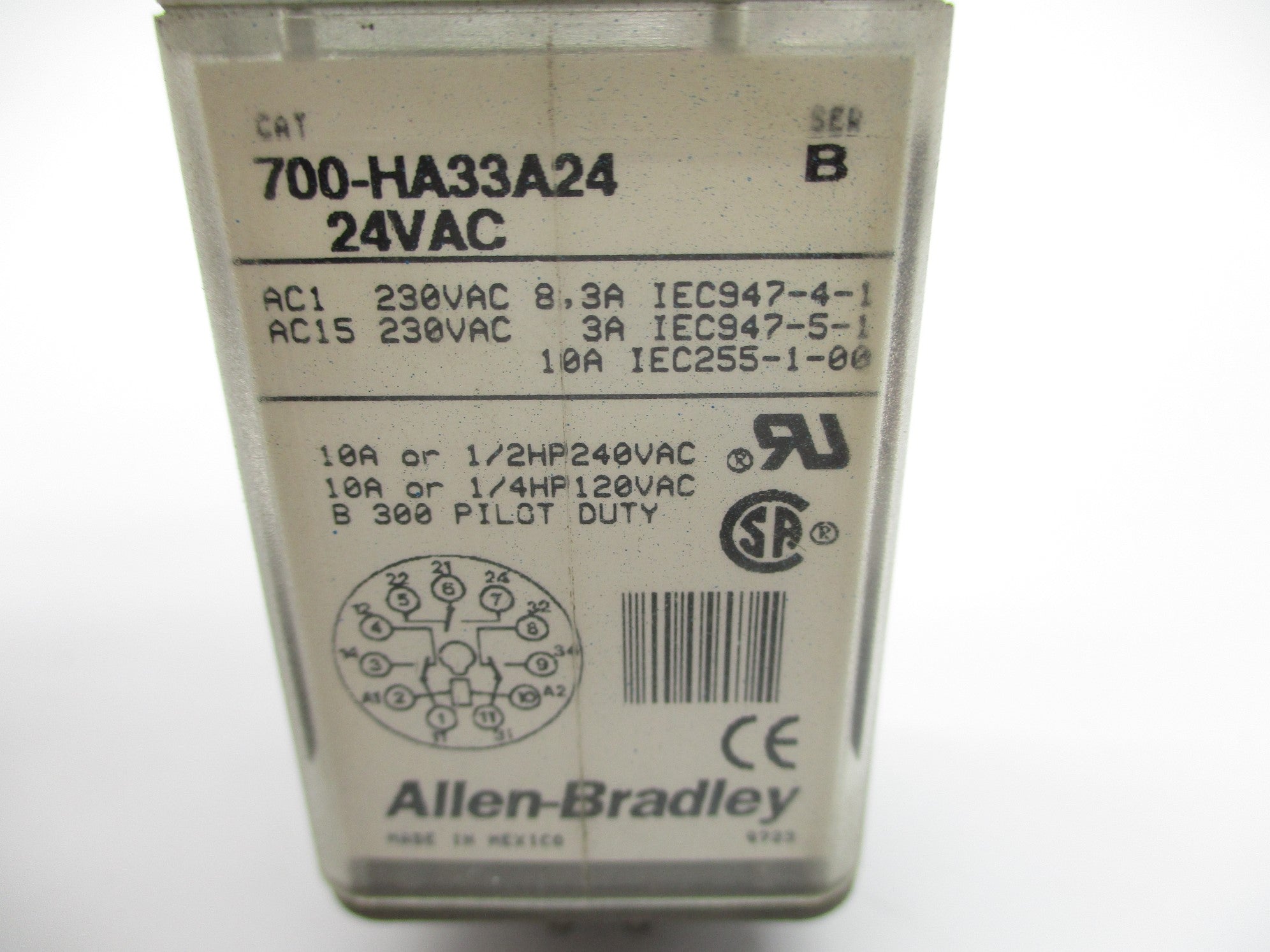 ALLEN BRADLEY 700-HA33A24 SER. B 10A 24V UNMP