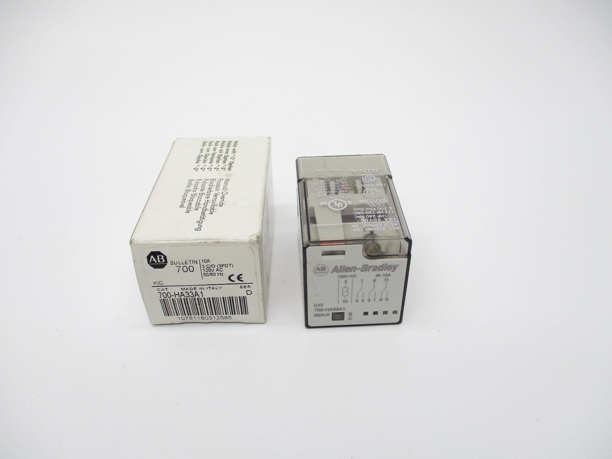 ALLEN BRADLEY 700-HA33A1 SER. D 120VAC 10A (WH) NSMP