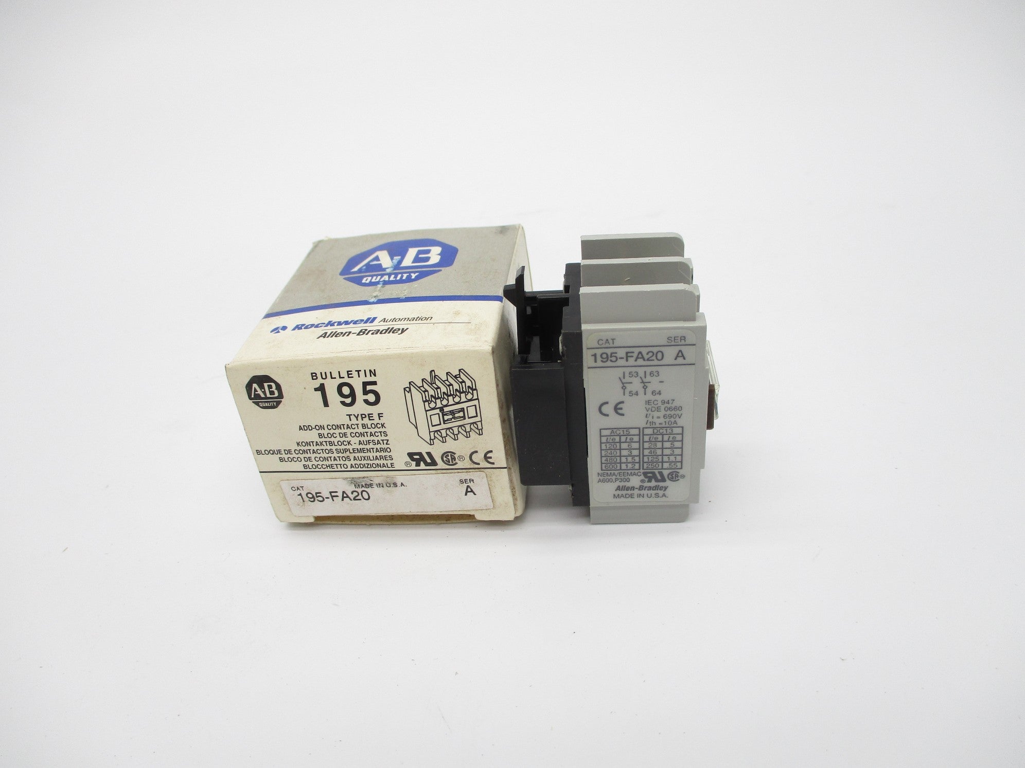 ALLEN BRADLEY 195-FA20 SER. A 690V 10A (GY/BL) NSMP