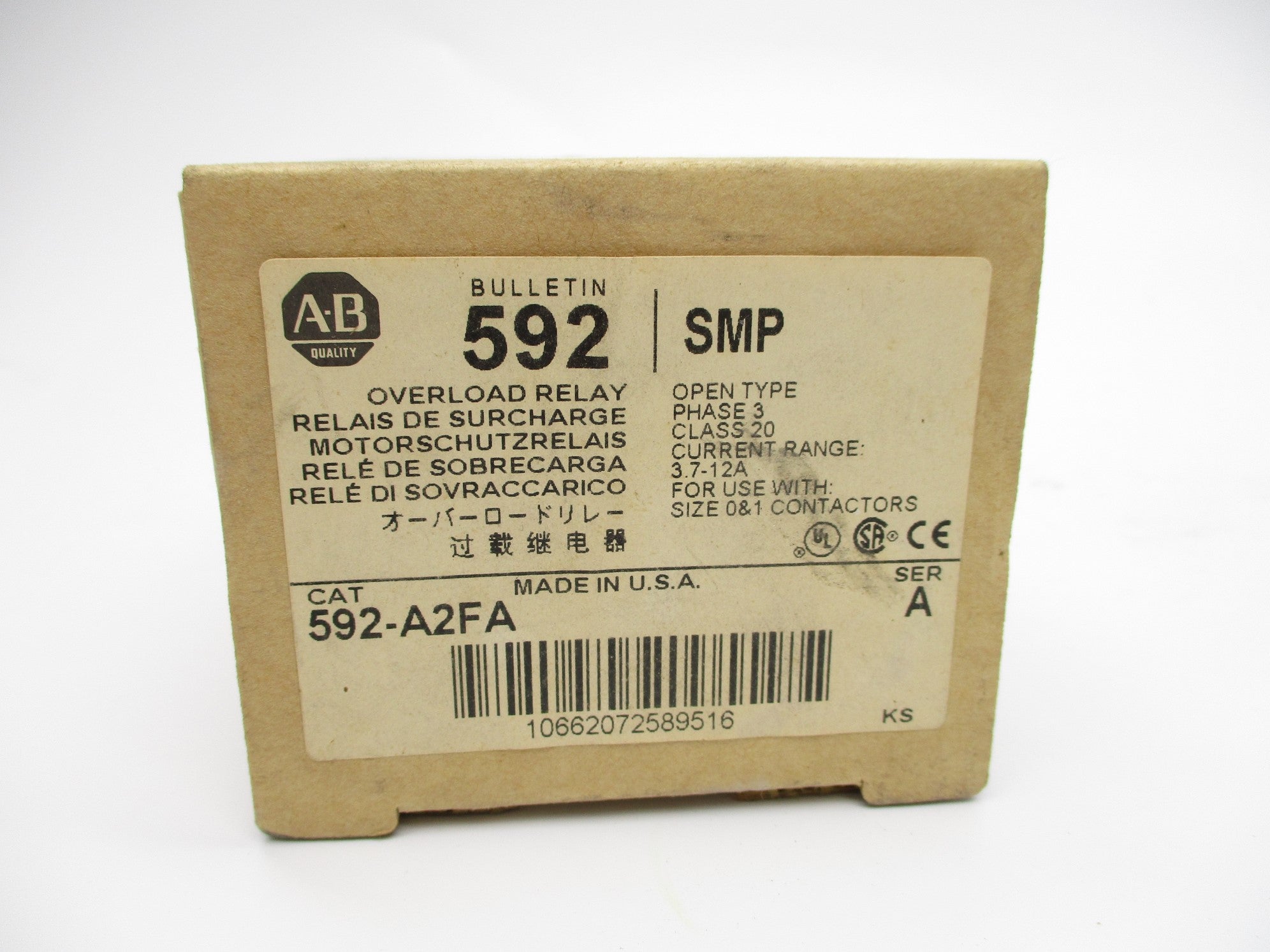 ALLEN BRADLEY 592-A2FA SER. A 3.7-12A (BR/WH) NSMP