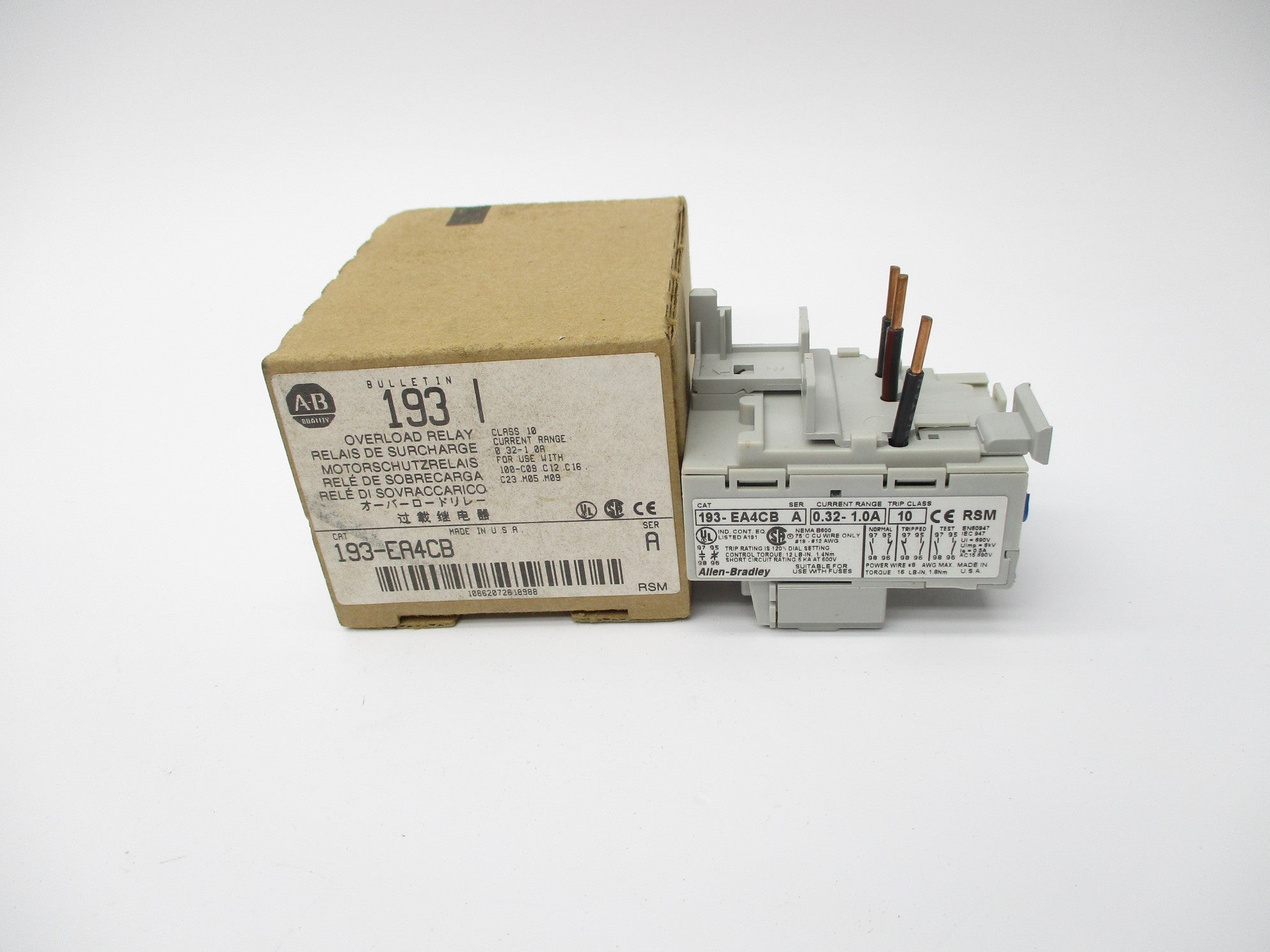 ALLEN BRADLEY 193-EA4CB SER. A 0.3-1.0A (BR/WH) NSMP
