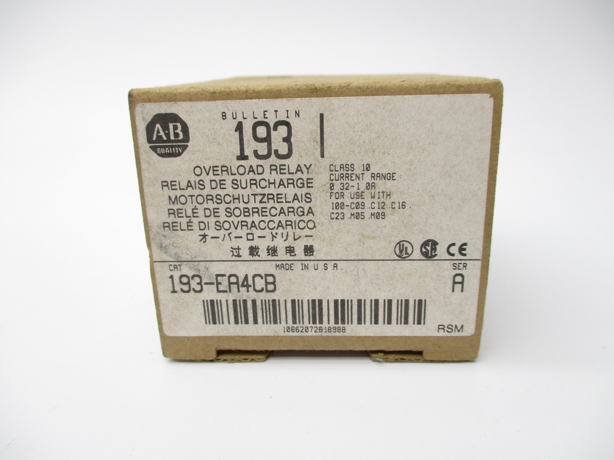 ALLEN BRADLEY 193-EA4CB SER. A 0.3-1.0A (BR/WH) NSMP