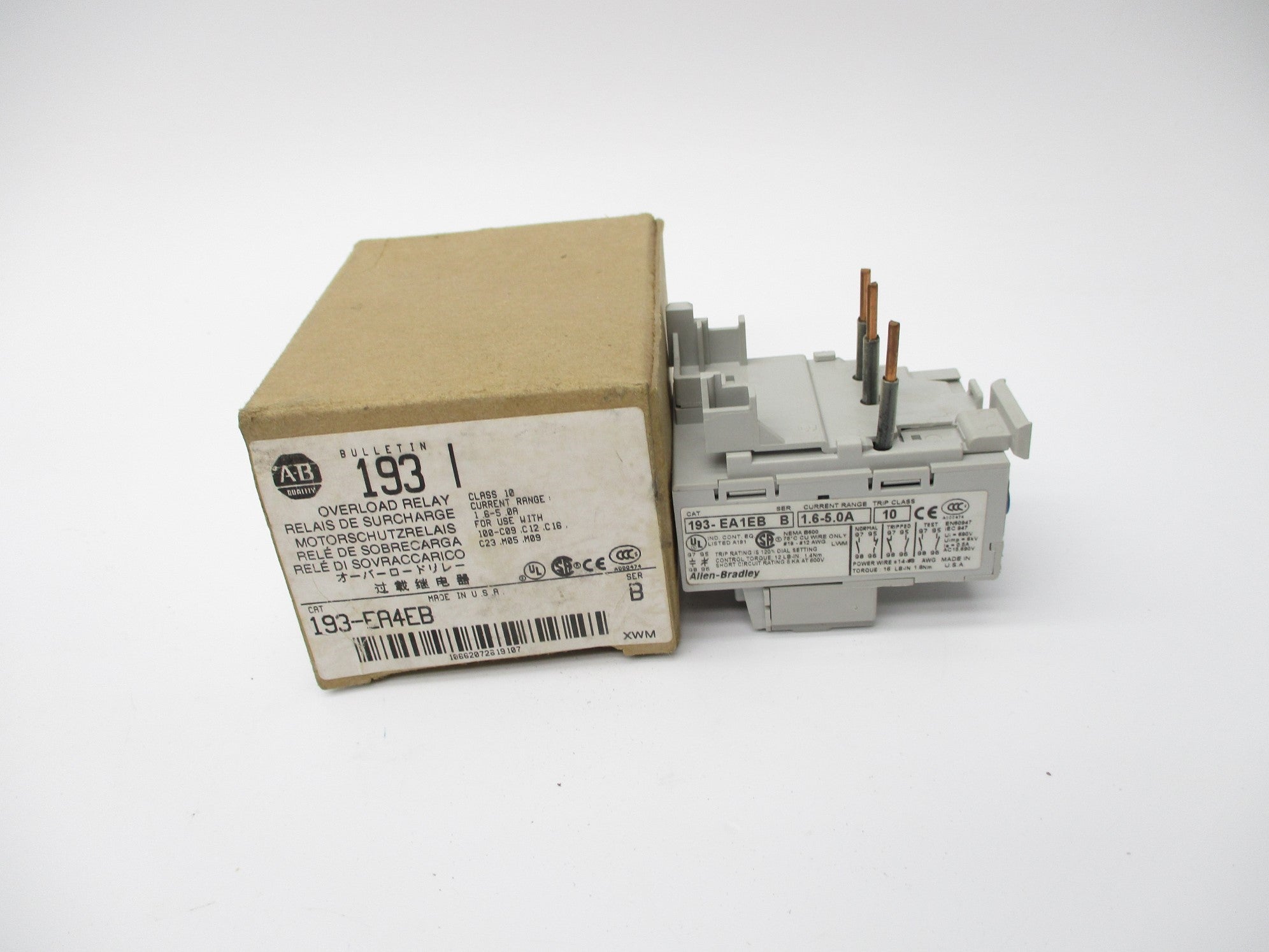 ALLEN BRADLEY 193-EA4EB SER. B 1.6-5.0A (BR/WH) NSMP