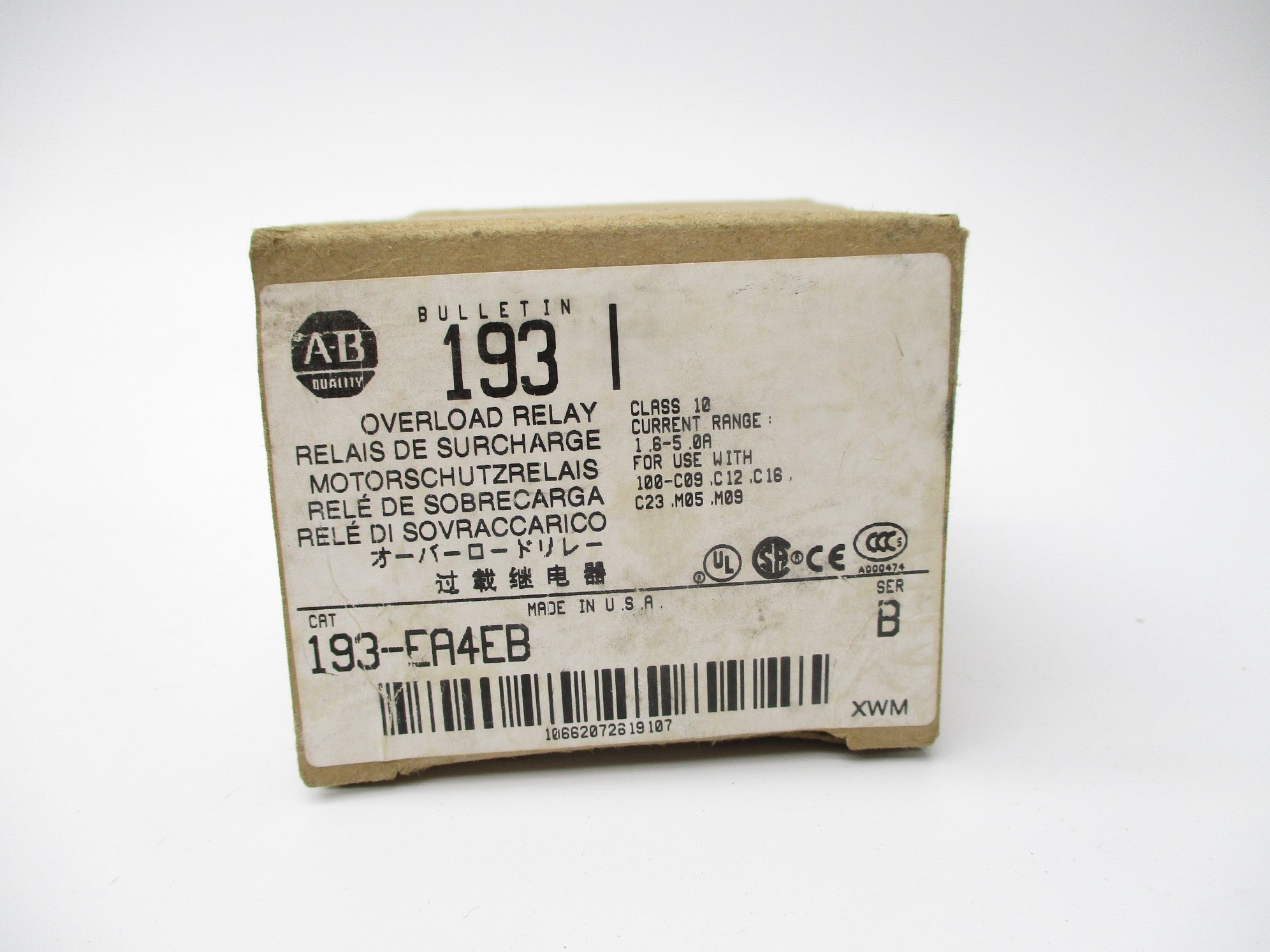 ALLEN BRADLEY 193-EA4EB SER. B 1.6-5.0A (BR/WH) NSMP