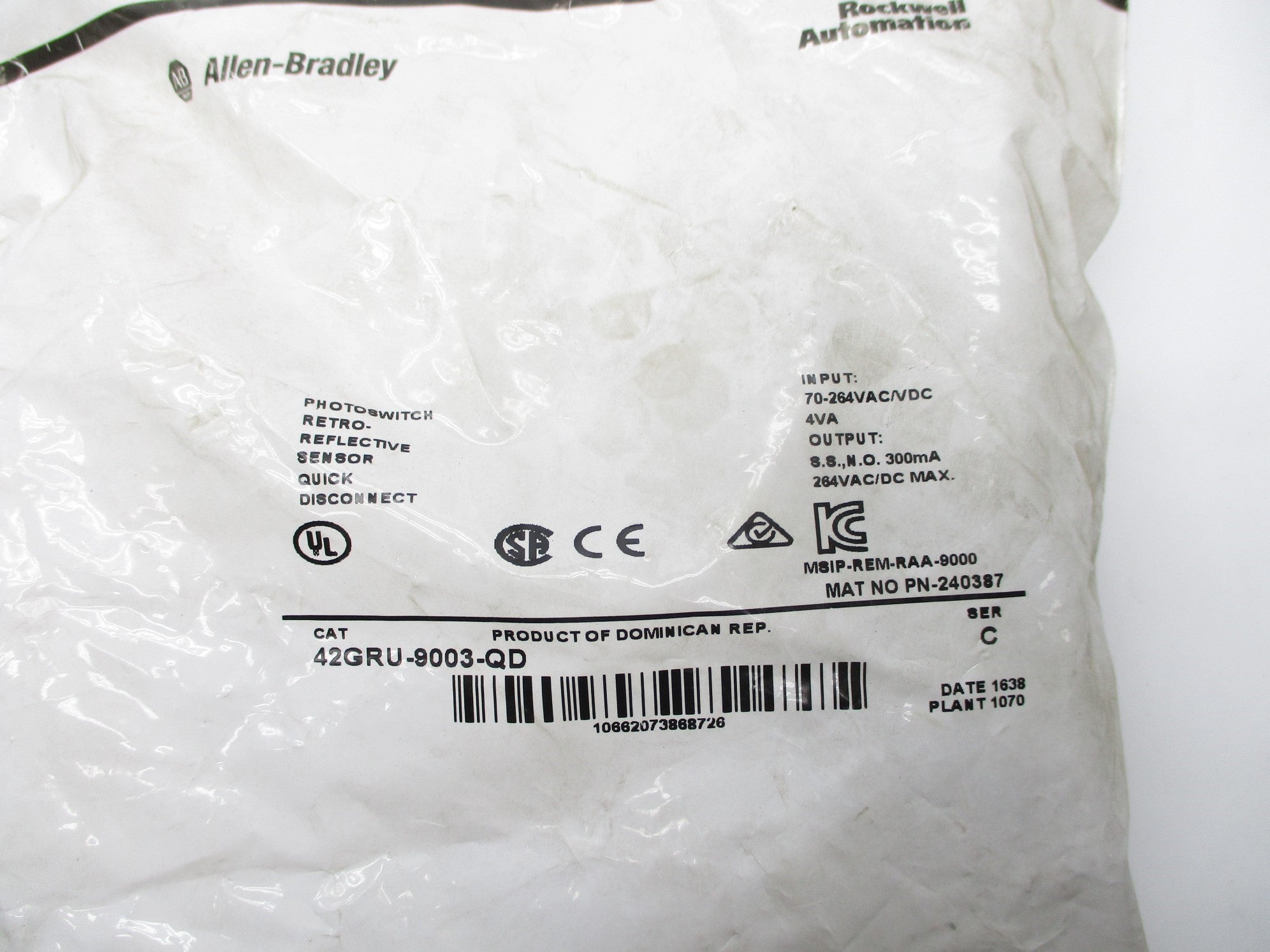 ALLEN BRADLEY 42GRU-9003-QD SER. C 70-264VAC/DC NSMP