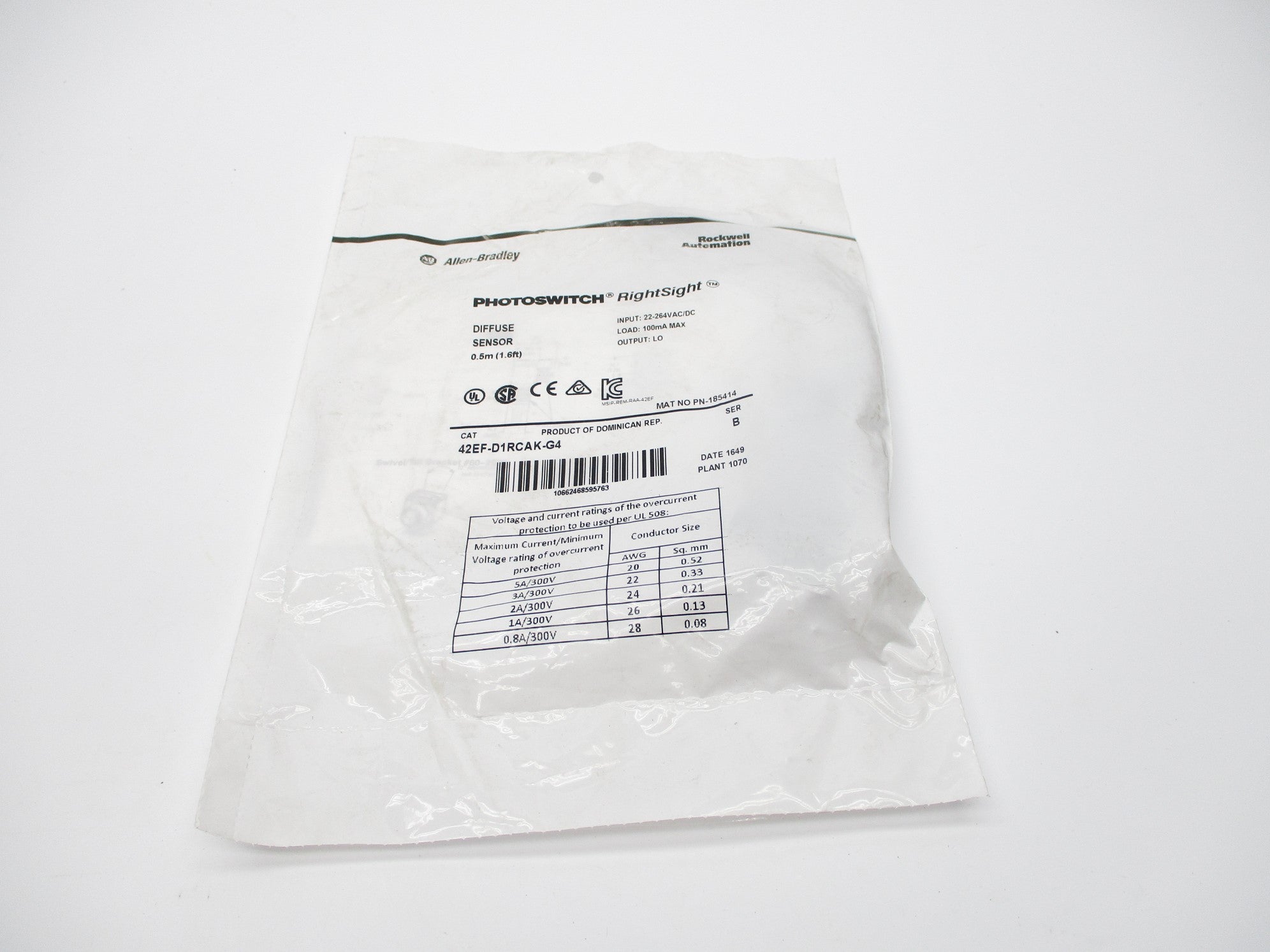ALLEN BRADLEY 42EF-D1RCAK-G4 SER. B 22-264VAC/DC NSMP