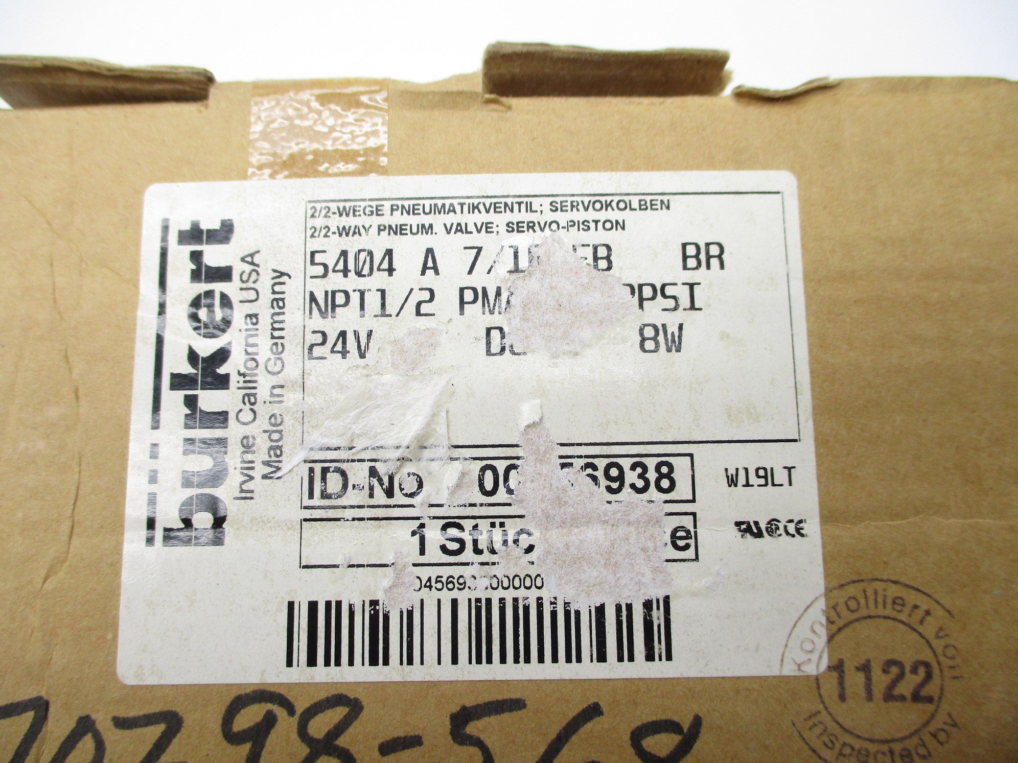BURKERT 5404A7/16EB 24V NSMP