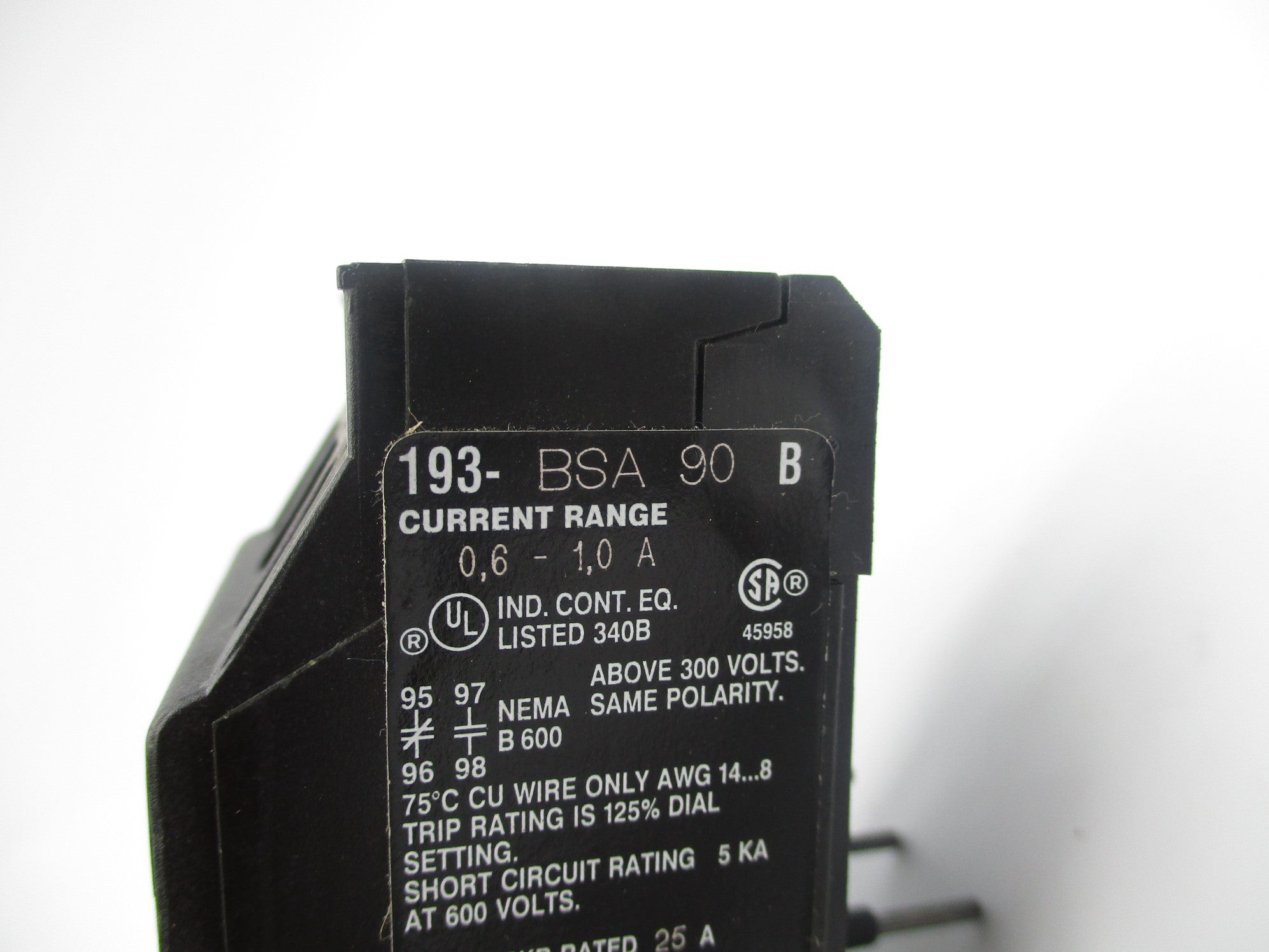 ALLEN BRADLEY 193-BSA90 SER. B 0.60-1.0A NSNP