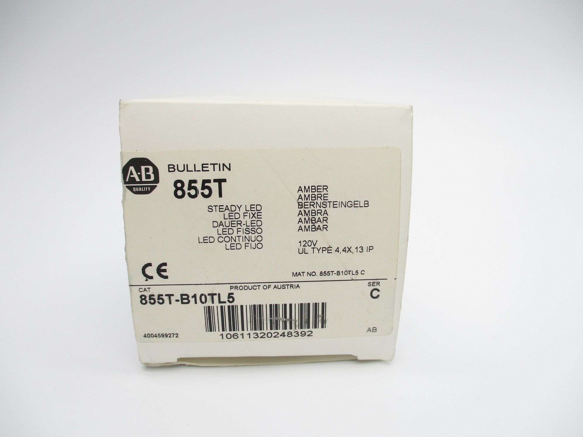 ALLEN BRADLEY 855T-B10TL5 SER. C 120VAC (WH) NSMP