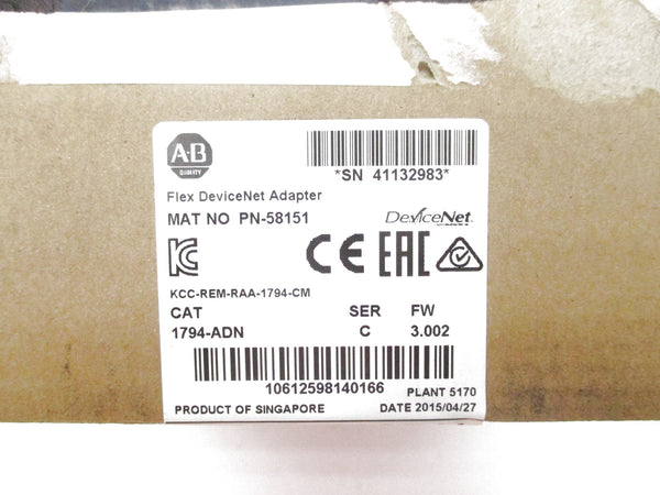 ALLEN BRADLEY 1794-ADN SER. C F/W 3.002 DATE: 2015 NSFS