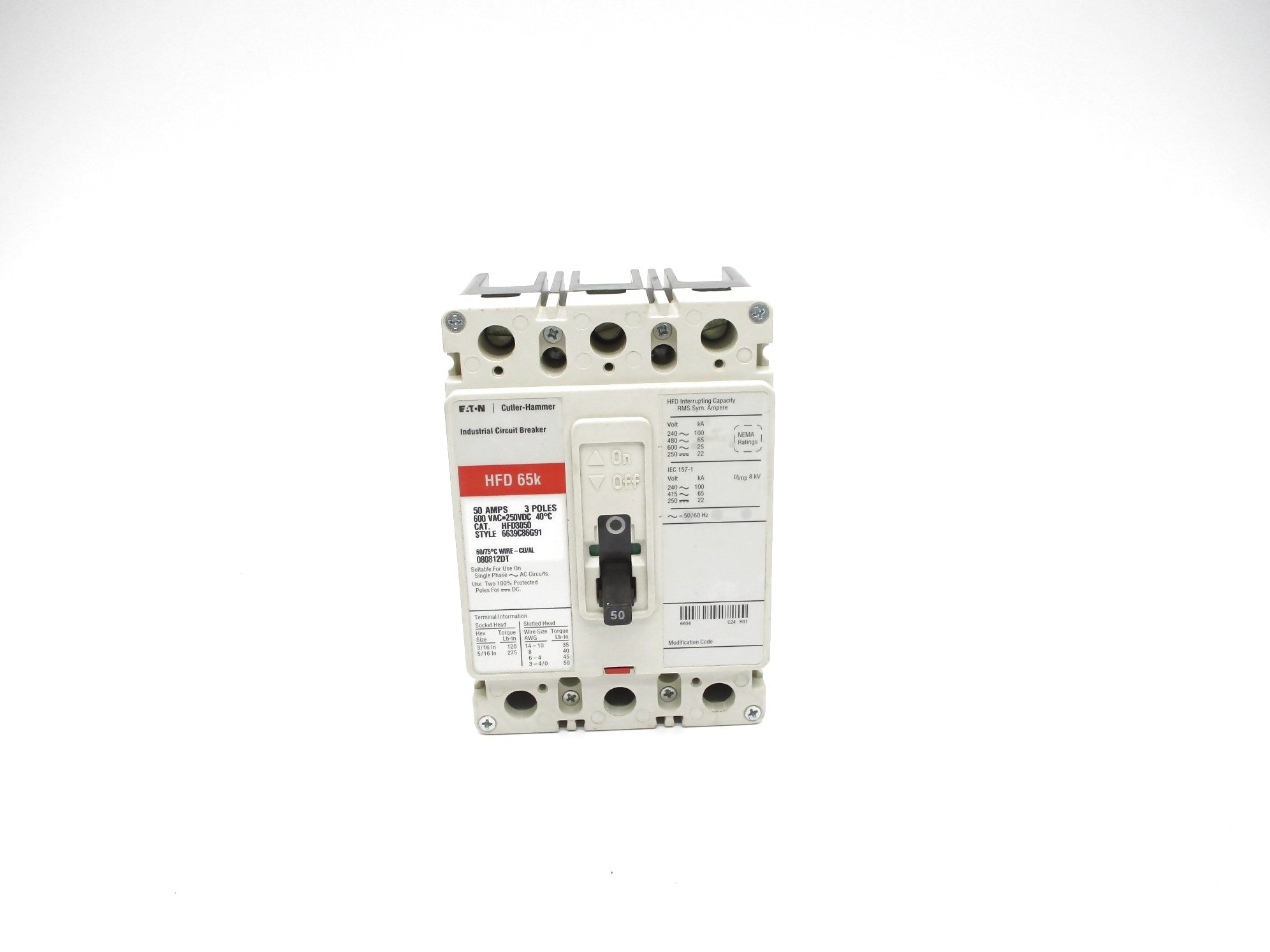 CUTLER HAMMER HFD3050 50A 600V UNMP