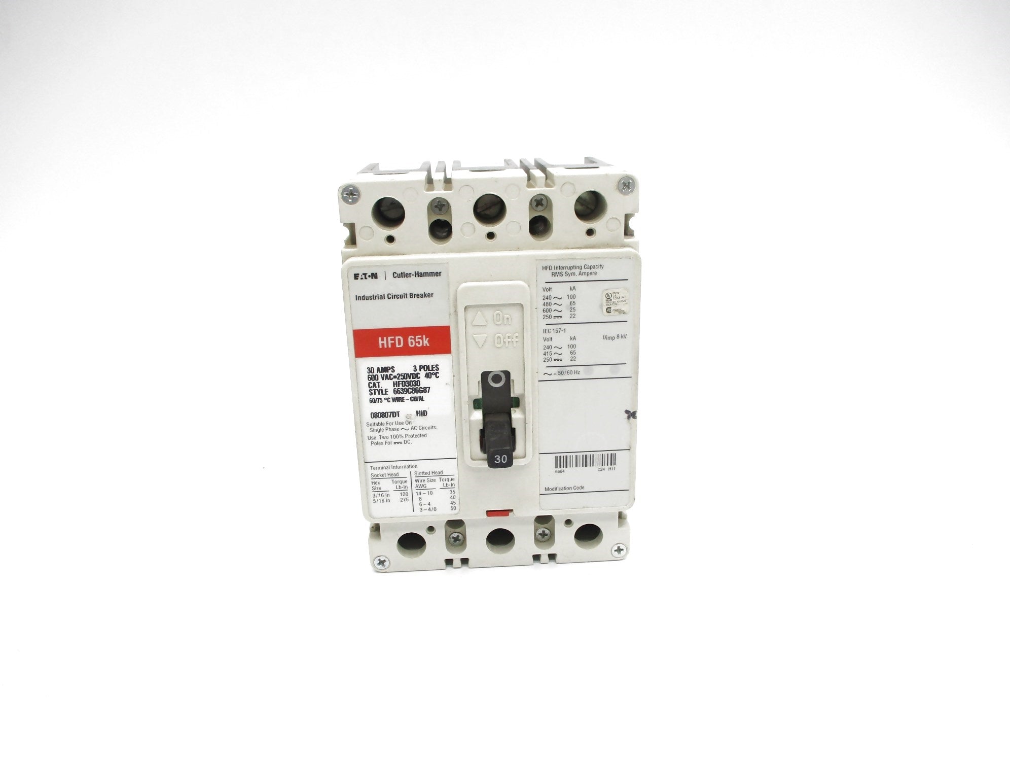 CUTLER HAMMER HFD3030 30A 600V UNMP