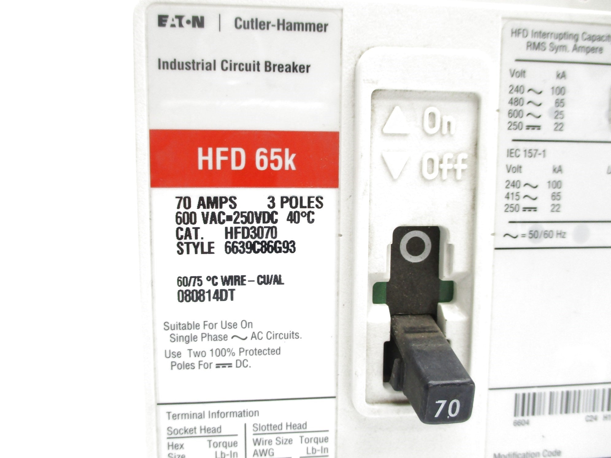 CUTLER HAMMER HFD3070 30A 600V UNMP