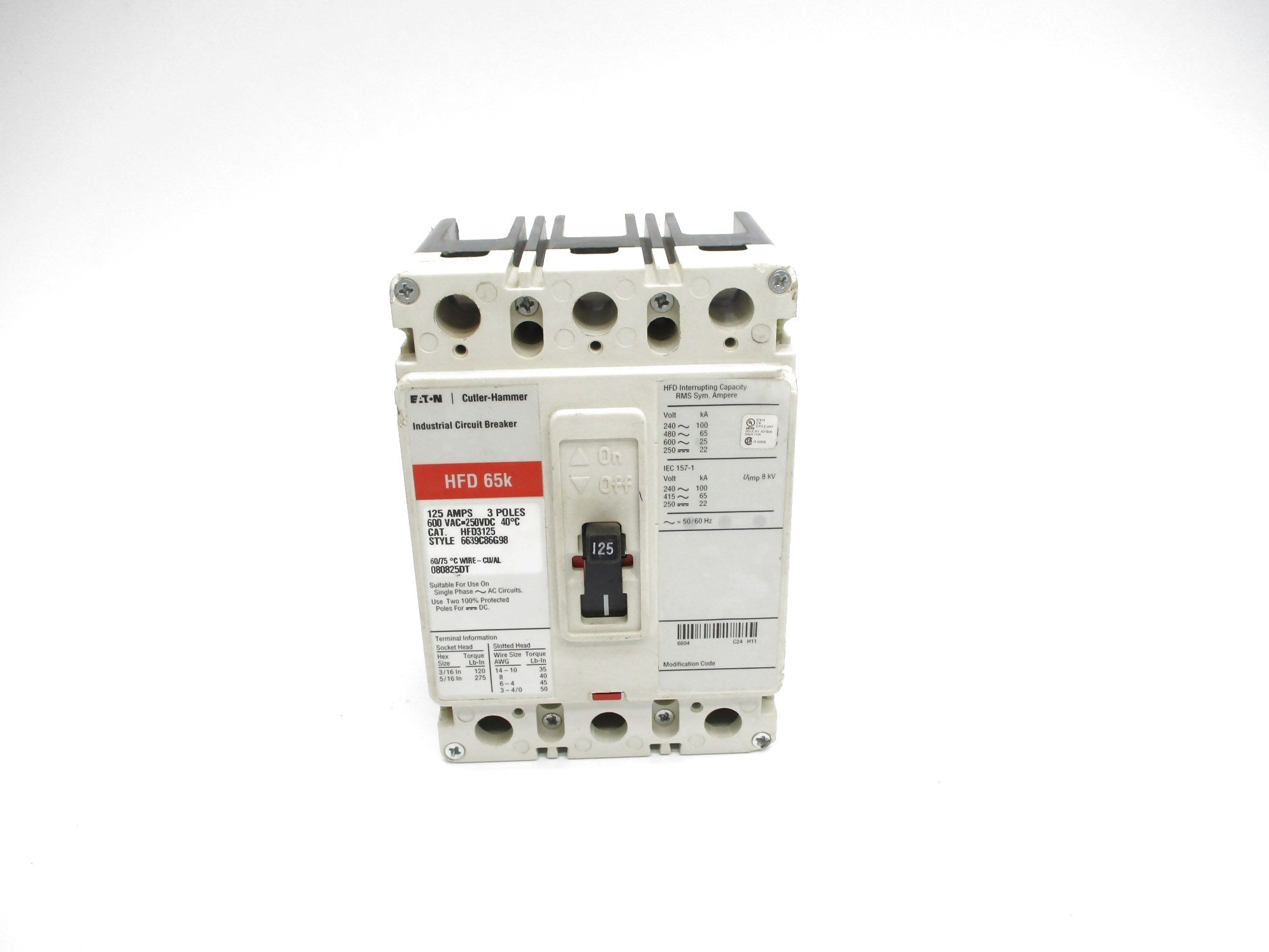 CUTLER HAMMER HFD3125 125A 600V UNMP