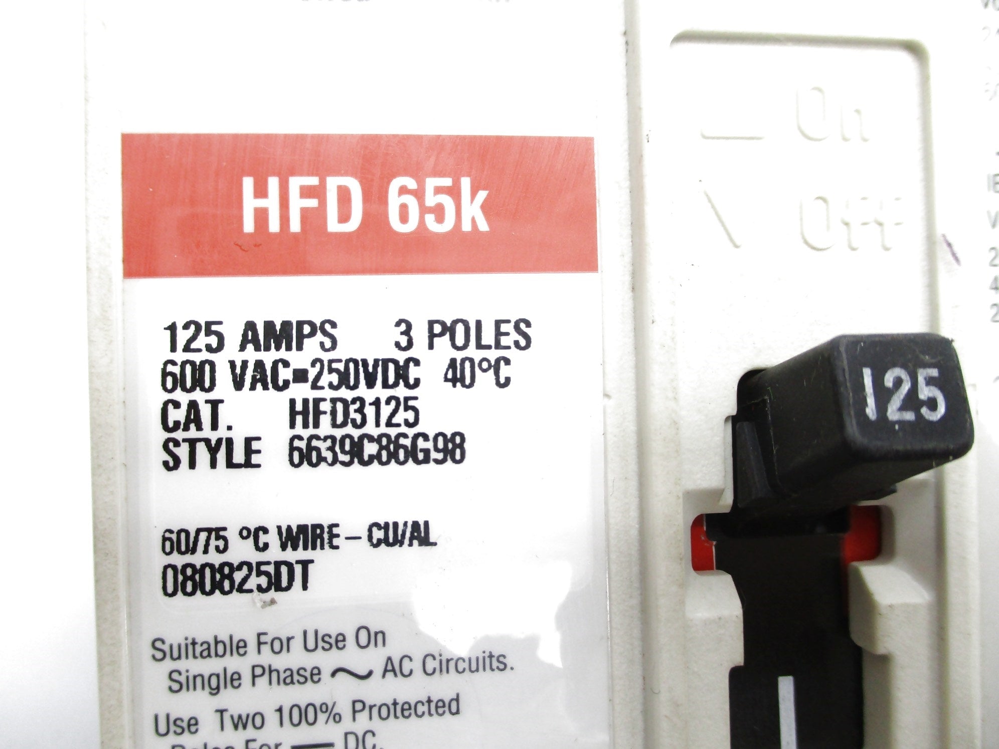 CUTLER HAMMER HFD3125 125A 600V UNMP