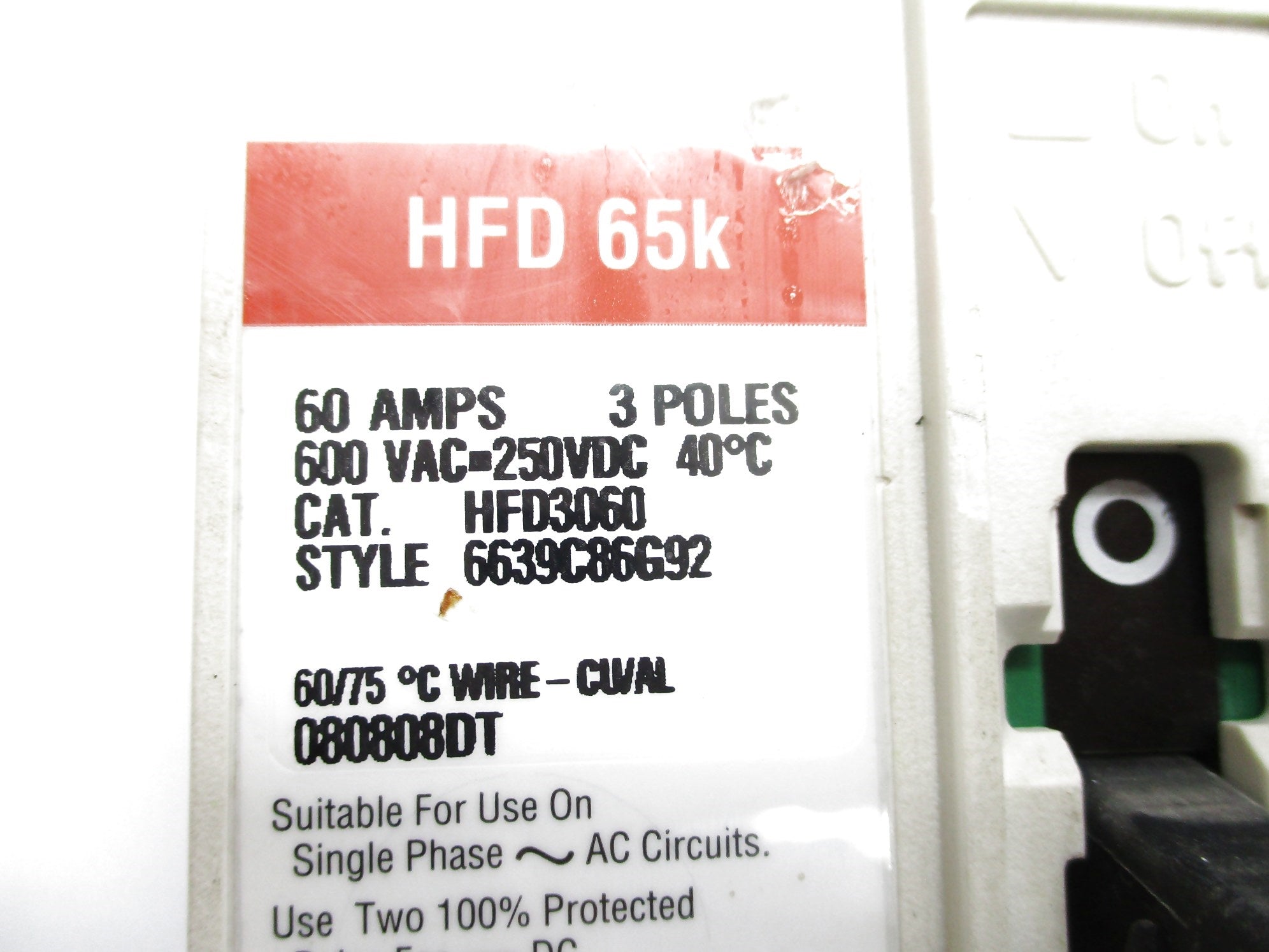 CUTLER HAMMER HFD3060 60A 600V UNMP