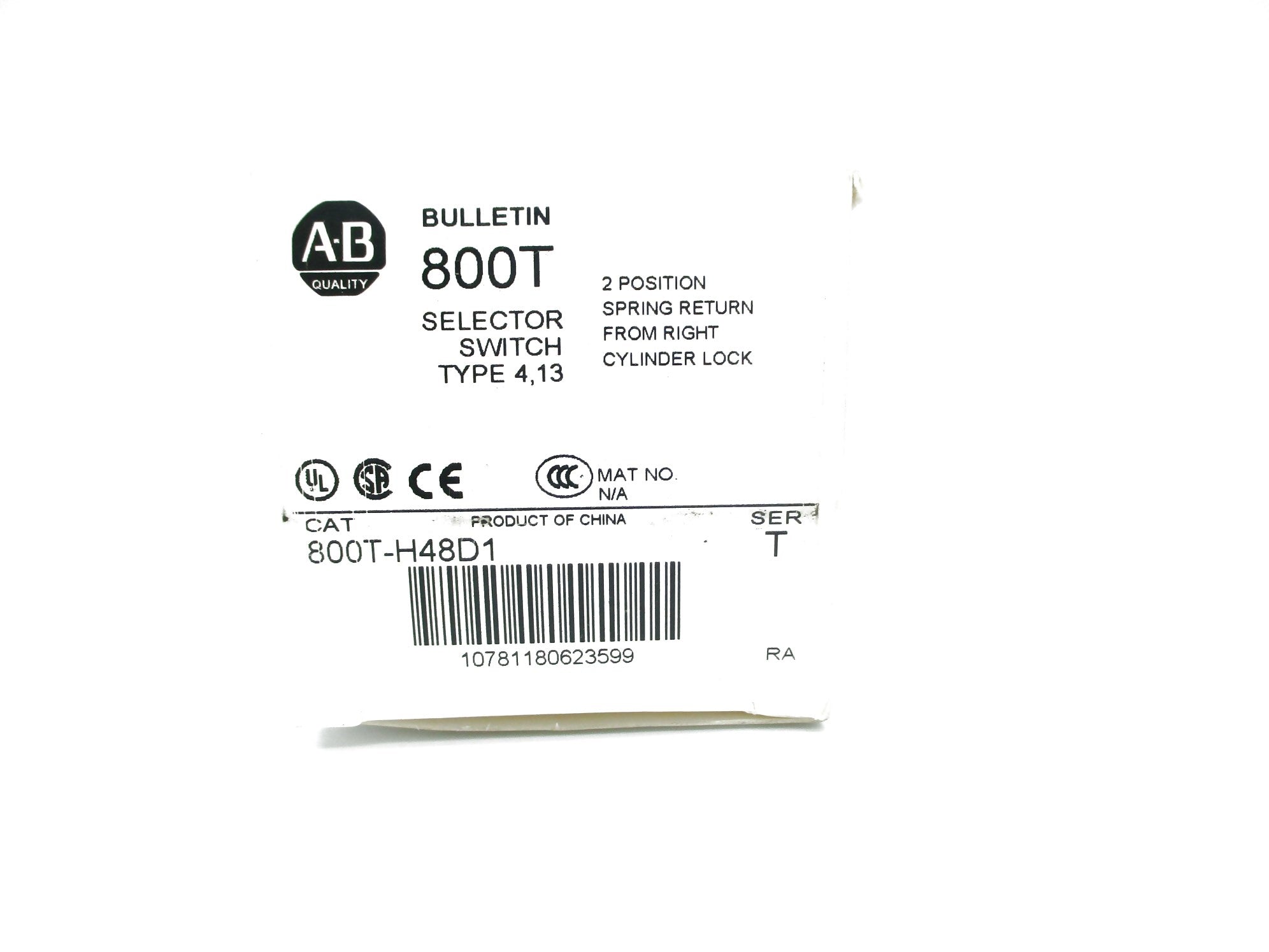 ALLEN BRADLEY 800T-H48D1 SER. T (W/O KEY) (WH) NSMP