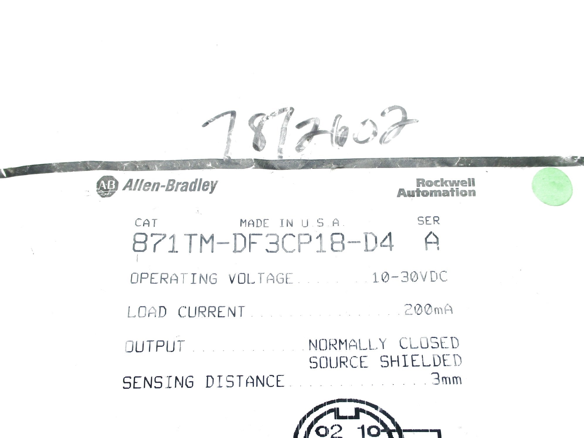 ALLEN BRADLEY 871TM-DF3CP18-D4 SER. A NSMP