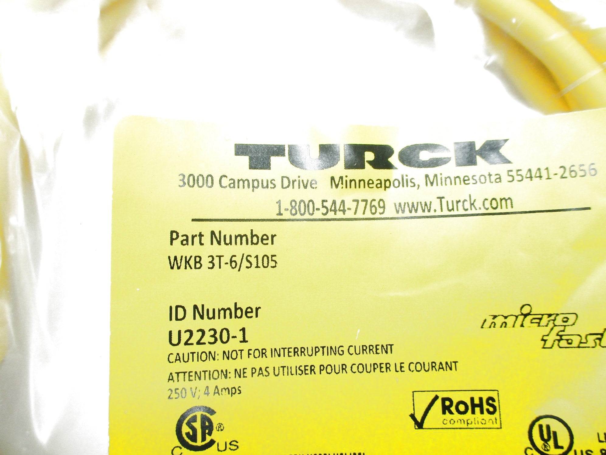 TURCK WKB3T-6/S105 NSMP