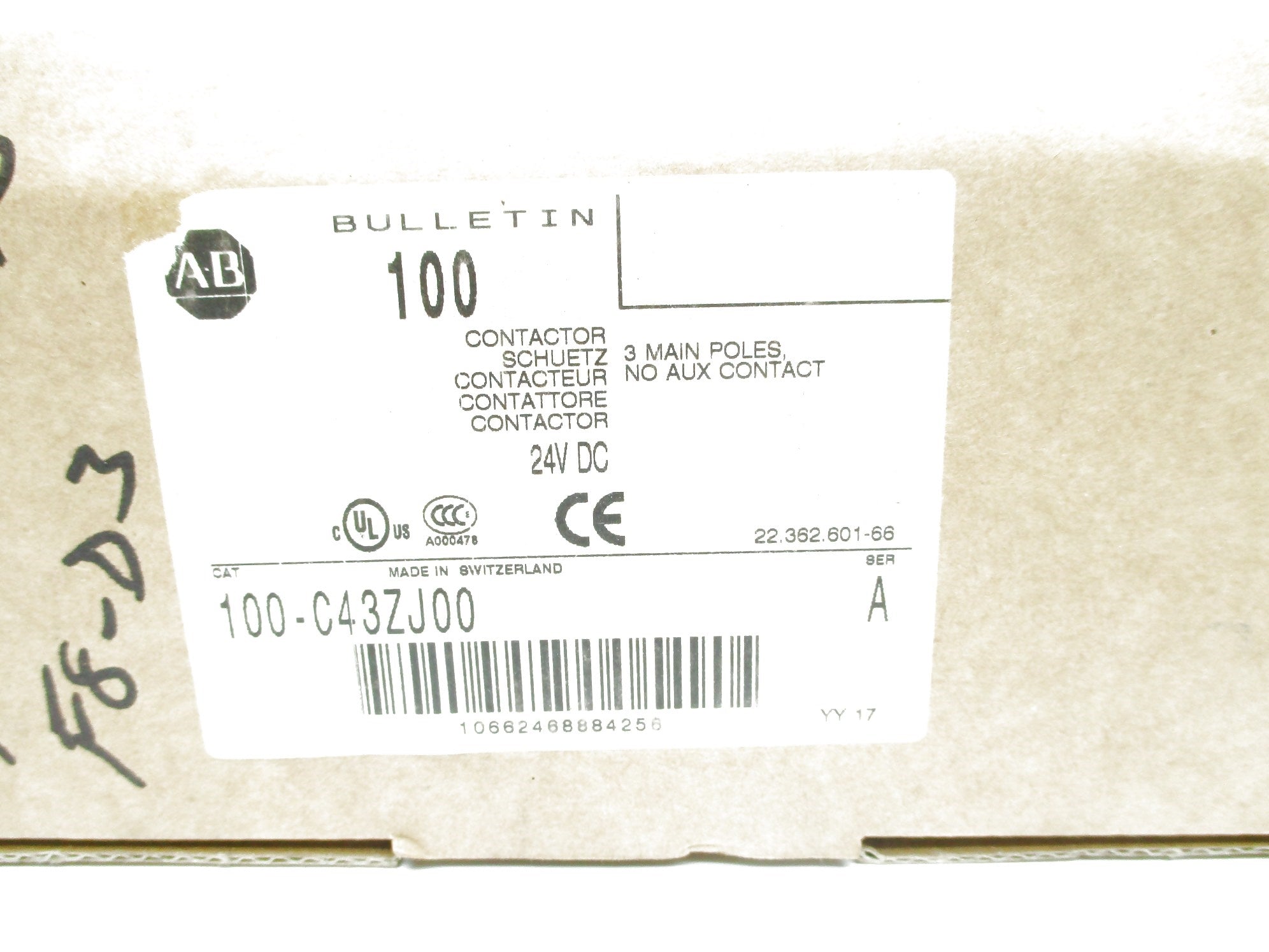 ALLEN BRADLEY 100-C43ZJ00 SER. A 24V (BR/WH) NSMP