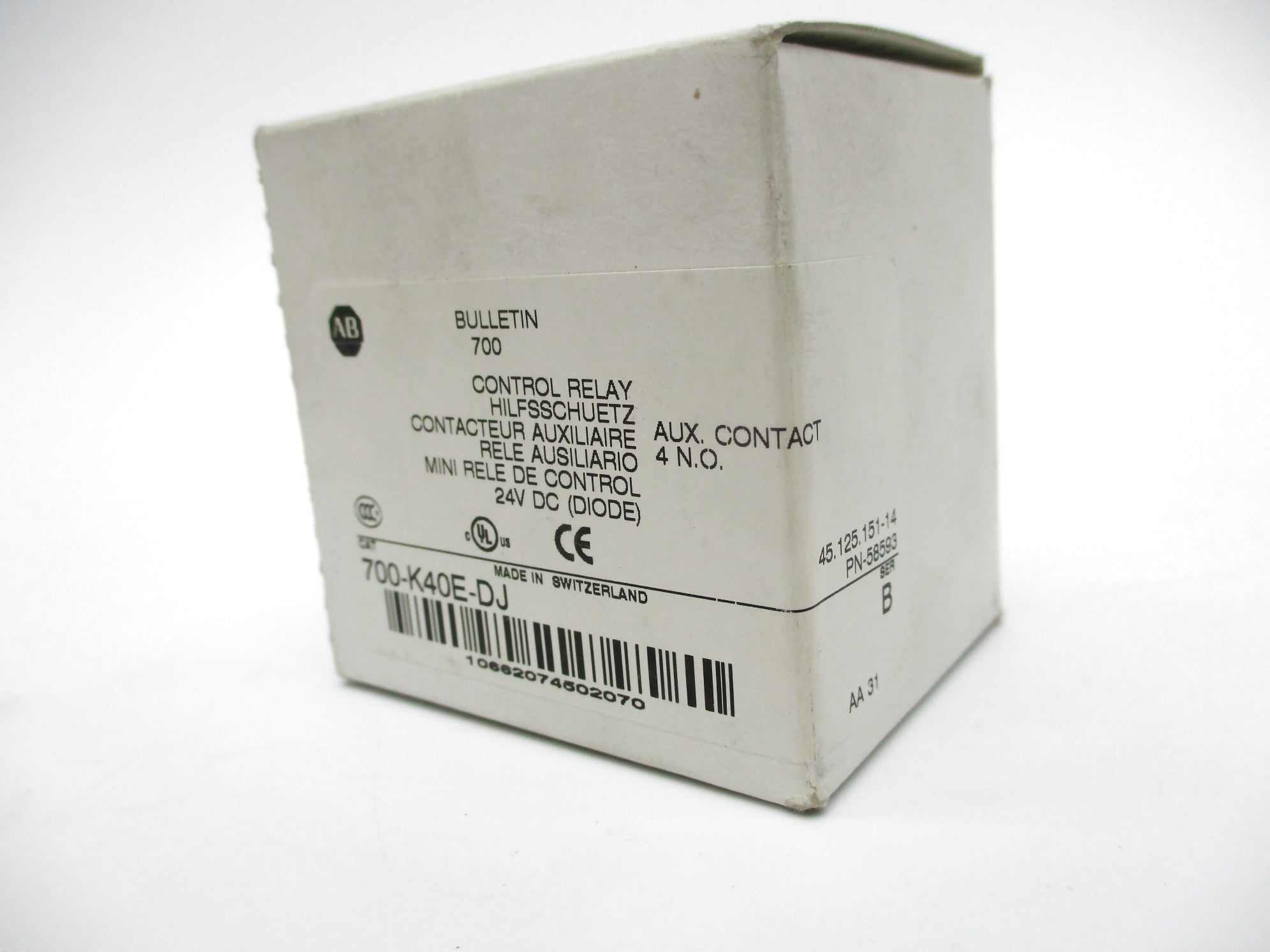 ALLEN BRADLEY 700-K40E-DJ SER. B 24V (WH) NSMP
