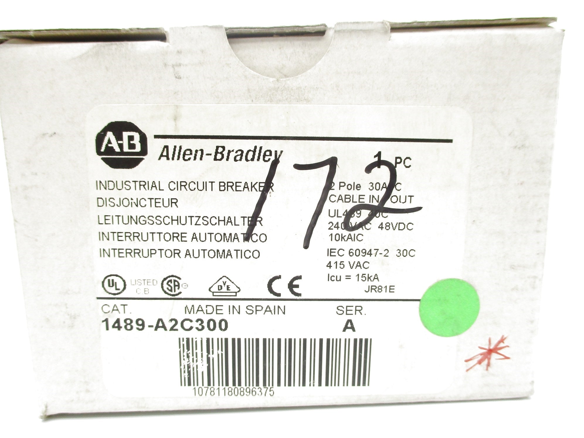 ALLEN BRADLEY 1489-A2C300 SER. A 30A 240V (WH) NSMP