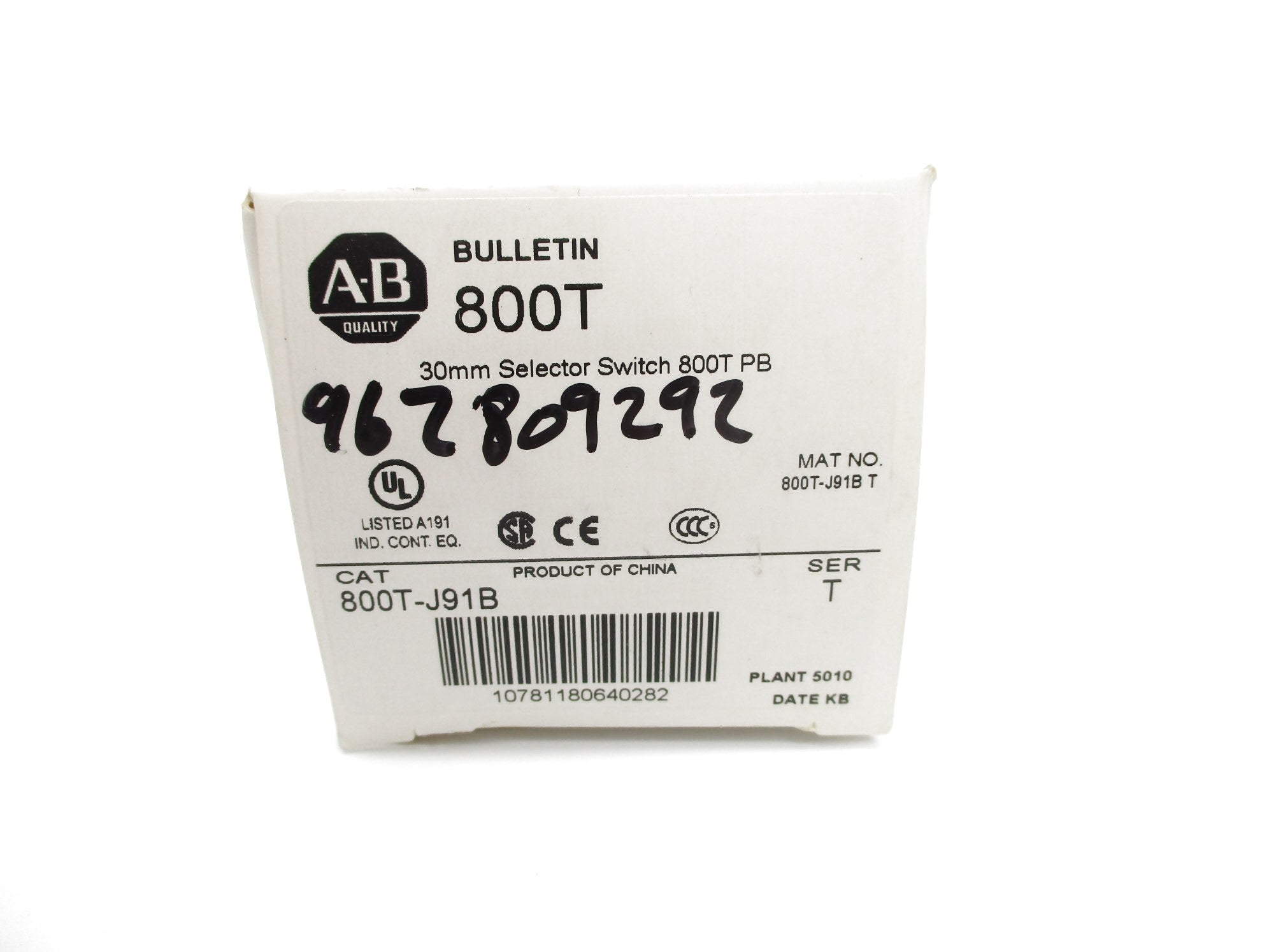 ALLEN BRADLEY 800T-J91B SER. T (AS PICTURED) (WH) NSMP