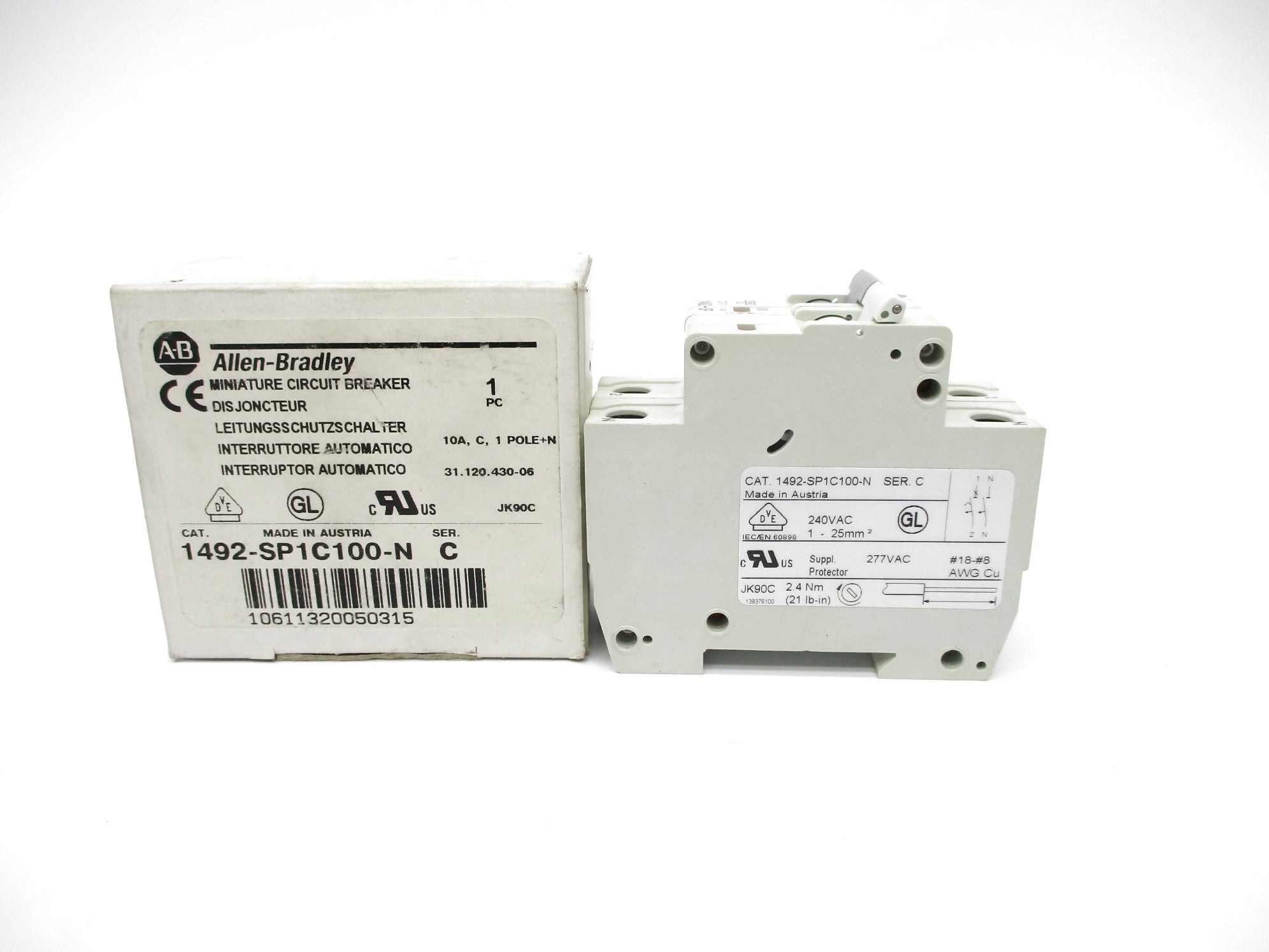 ALLEN BRADLEY 1492-SP1C100-N SER. C 10A 277V (WH)NSMP