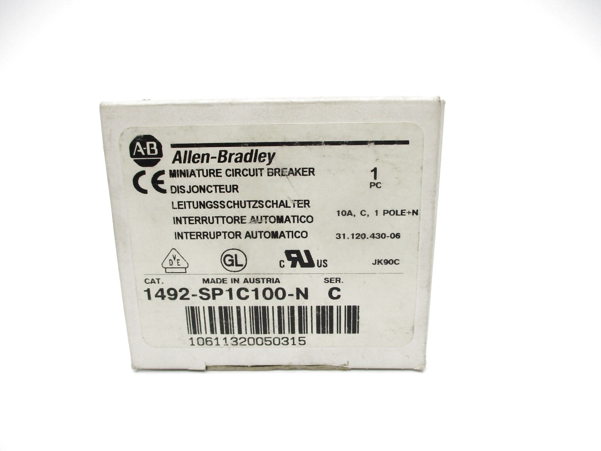 ALLEN BRADLEY 1492-SP1C100-N SER. C 10A 277V (WH)NSMP