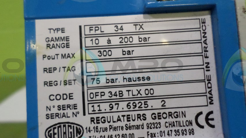 GEORGIN FPL-34-TX REGULATOR *USED*