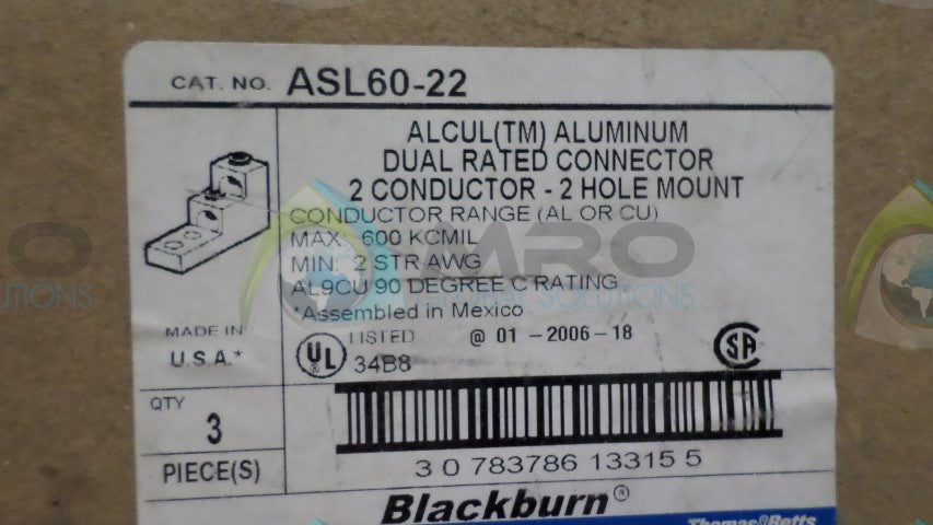 THOMAS&BETTS ASL60-22 ALUMINUM DUAL RATED CONNECTOR *NEW IN BOX*