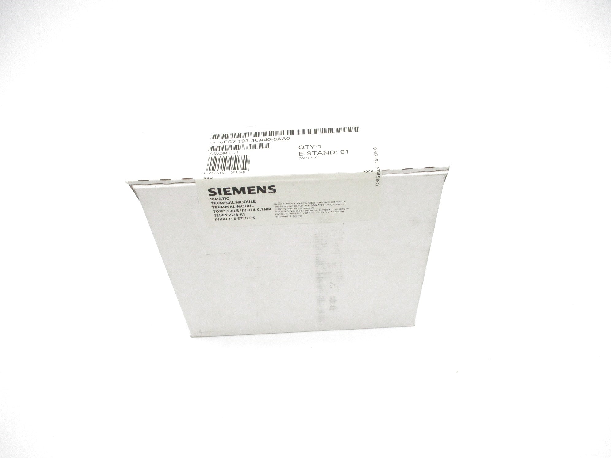 SIEMENS 6ES7193-4CA40-0AA0 (PKG OF 5) NSFS