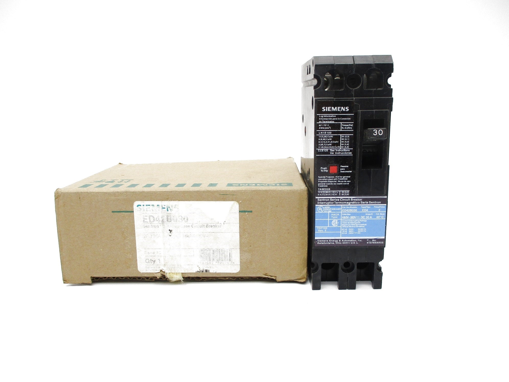 SIEMENS ED42B030 30A 480VDC NSMP