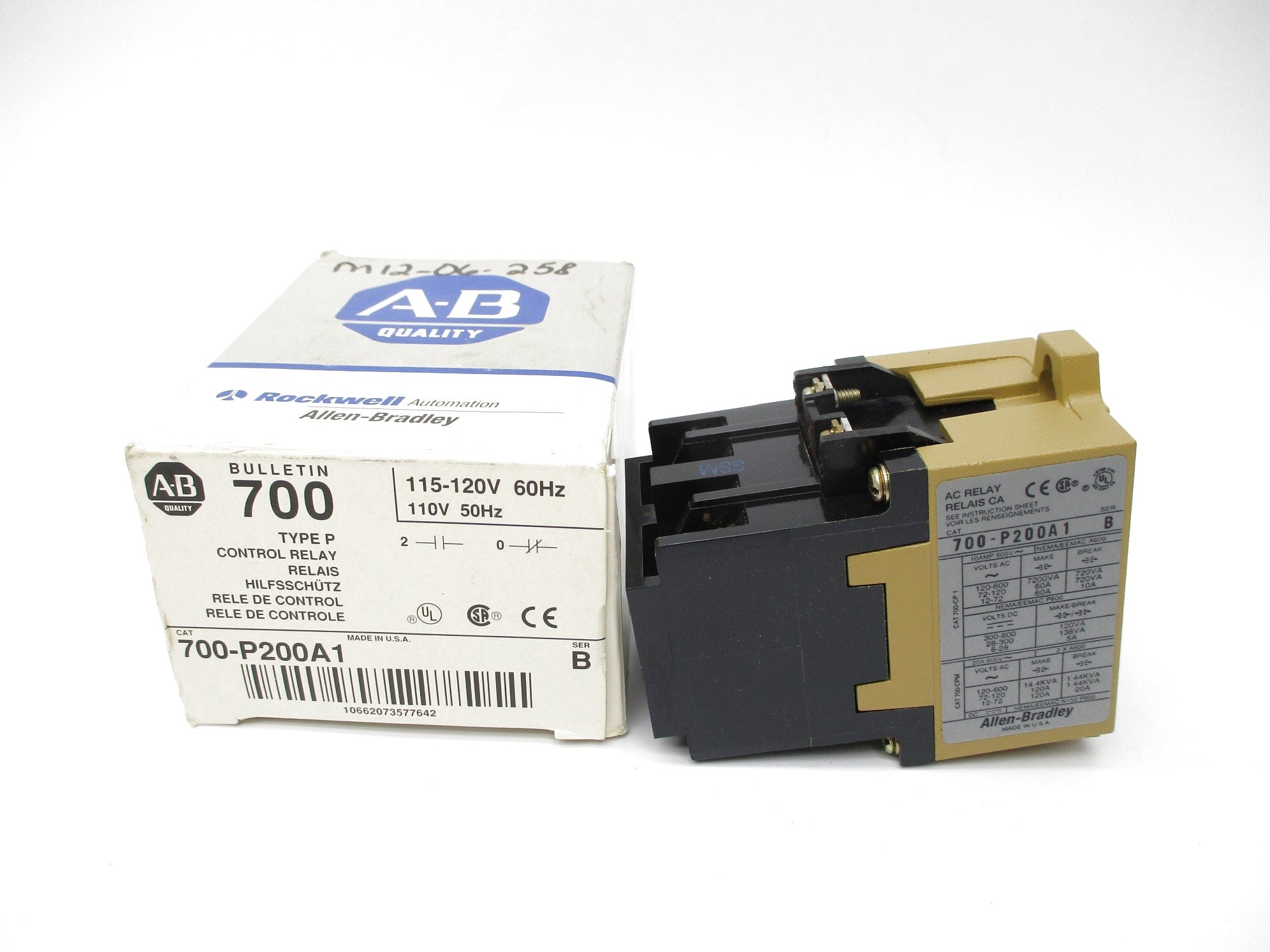 ALLEN BRADLEY 700-P200A1 SER. B 110/115-120V 60A (GY/BL) NSMP