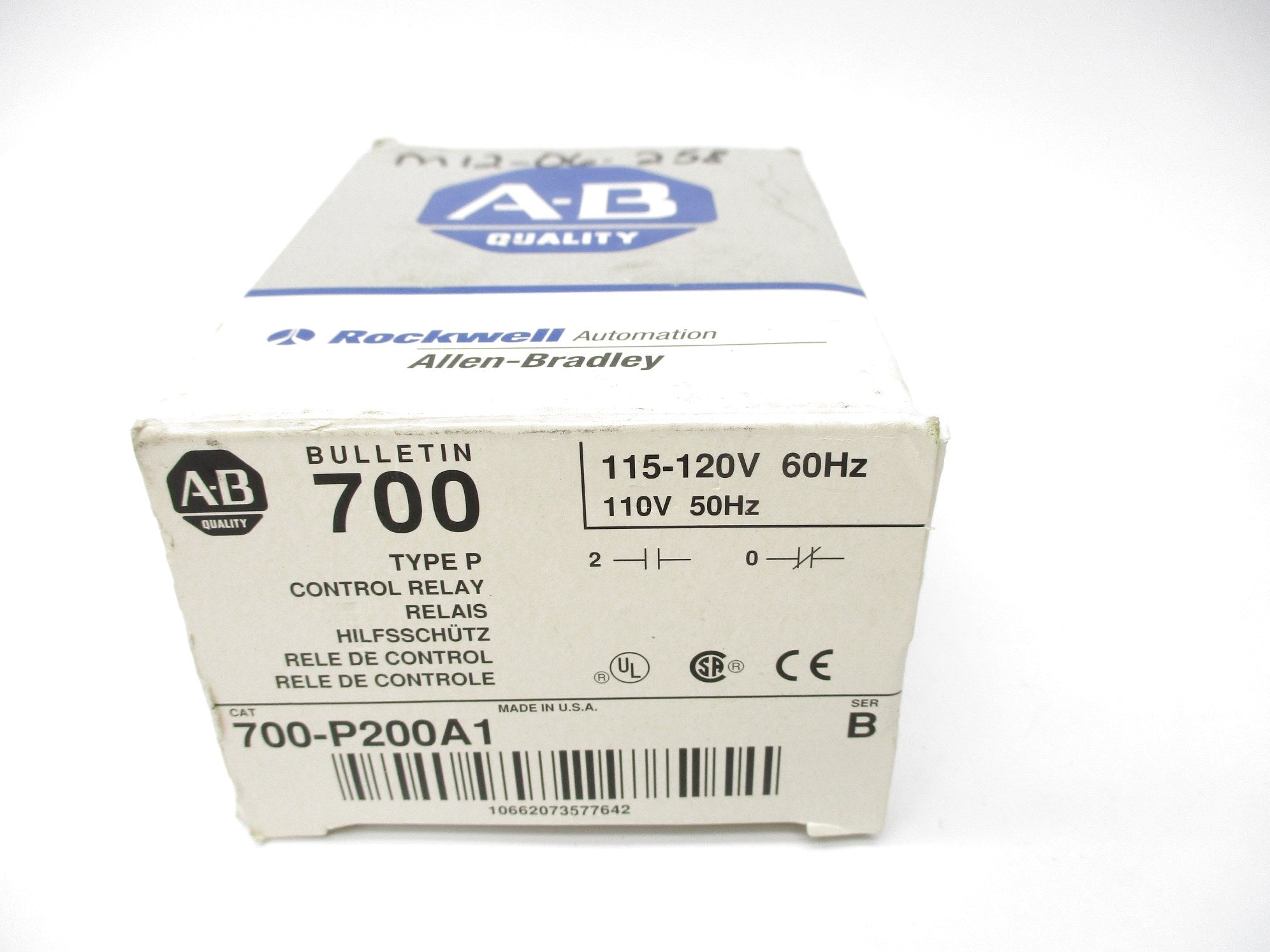 ALLEN BRADLEY 700-P200A1 SER. B 110/115-120V 60A (GY/BL) NSMP