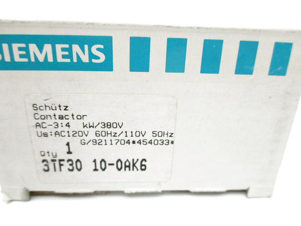 SIEMENS 3TF3010-0AK6 110/120VAC NSMP